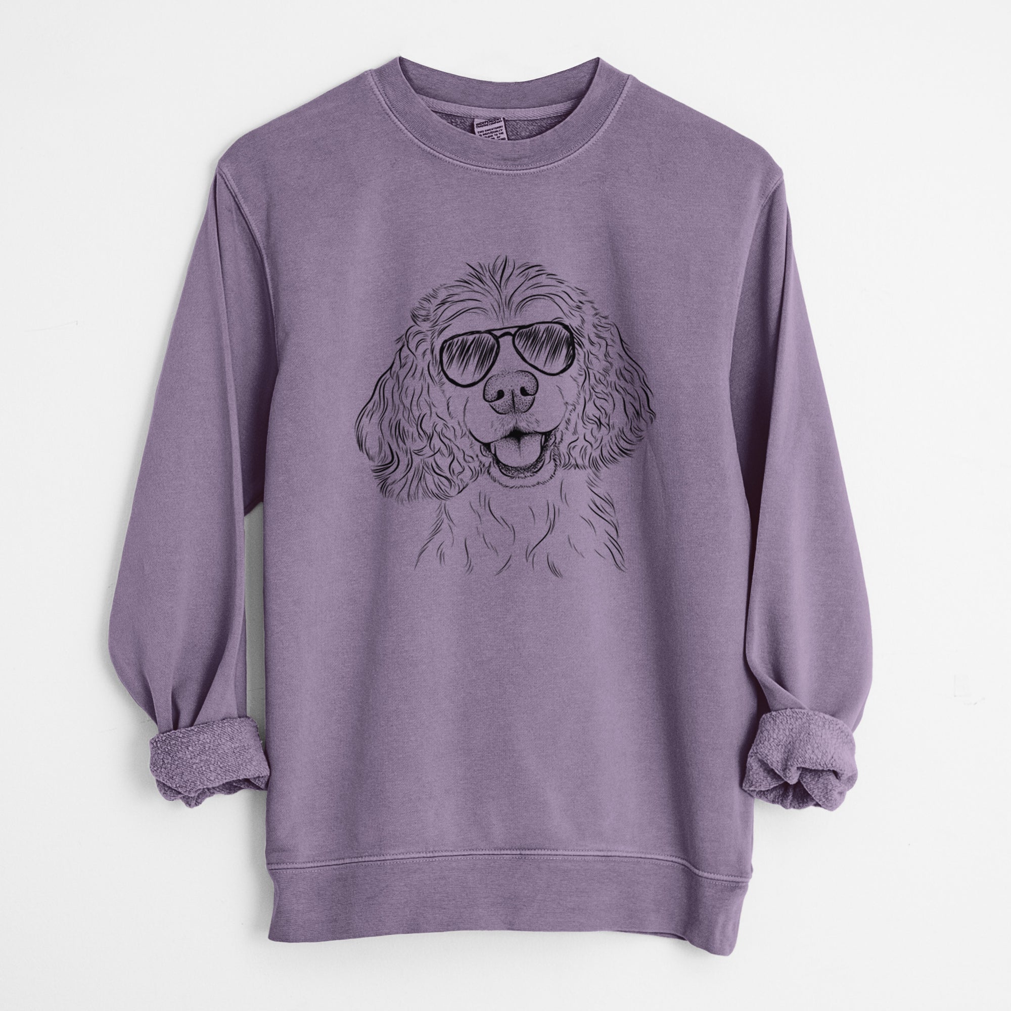 Aviator Cricket the American Cocker Spaniel - Unisex Pigment Dyed Crew Sweatshirt