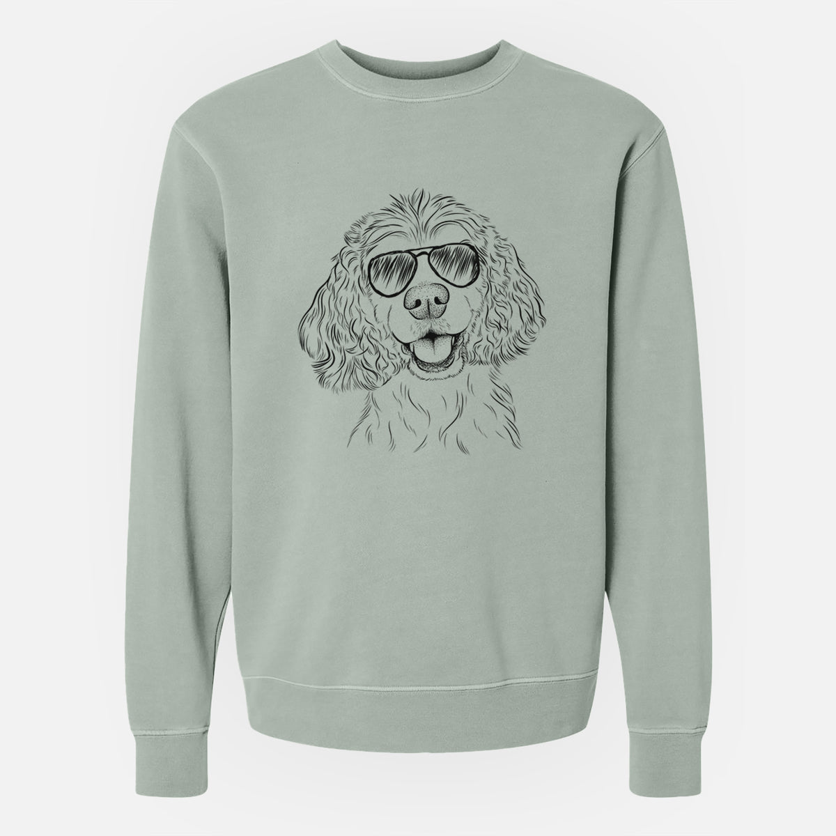 Aviator Cricket the American Cocker Spaniel - Unisex Pigment Dyed Crew Sweatshirt