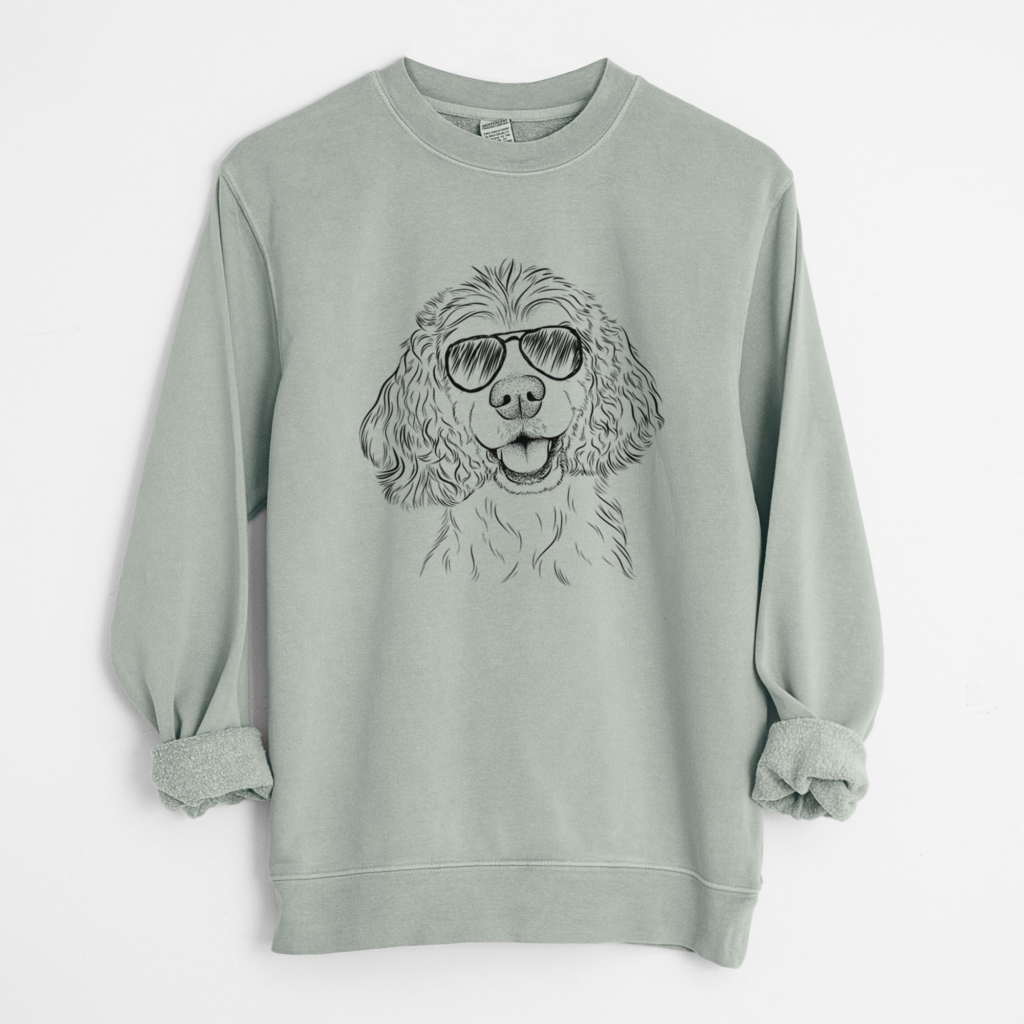 Aviator Cricket the American Cocker Spaniel - Unisex Pigment Dyed Crew Sweatshirt