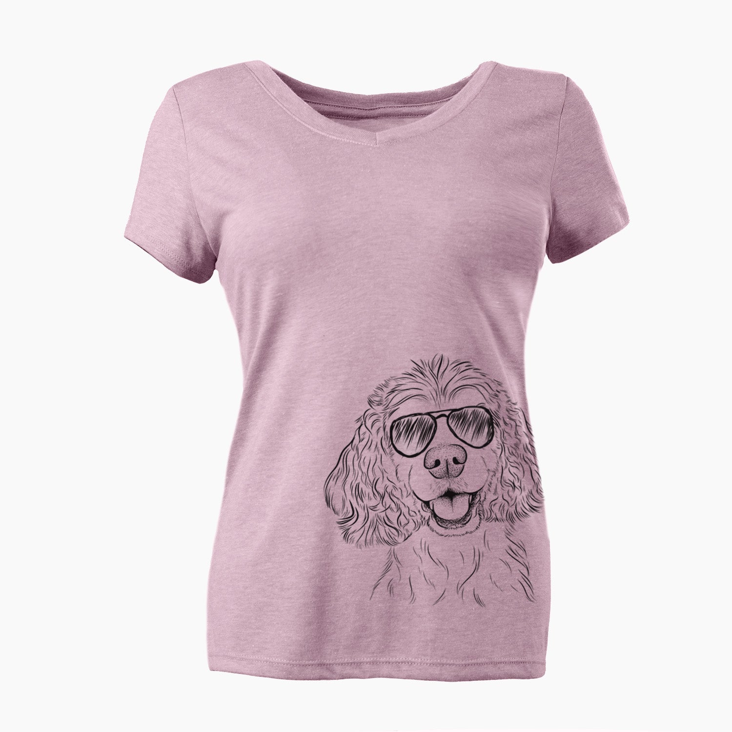 Aviator Cricket the American Cocker Spaniel - Women's V-neck Shirt