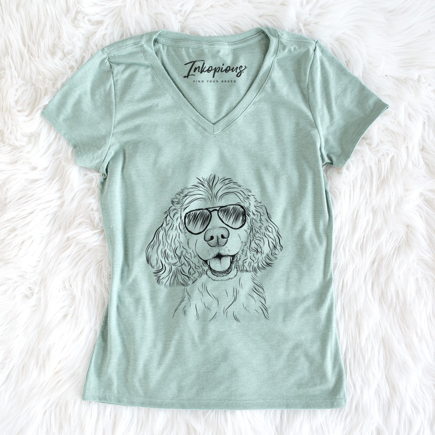 Aviator Cricket the American Cocker Spaniel - Women's V-neck Shirt