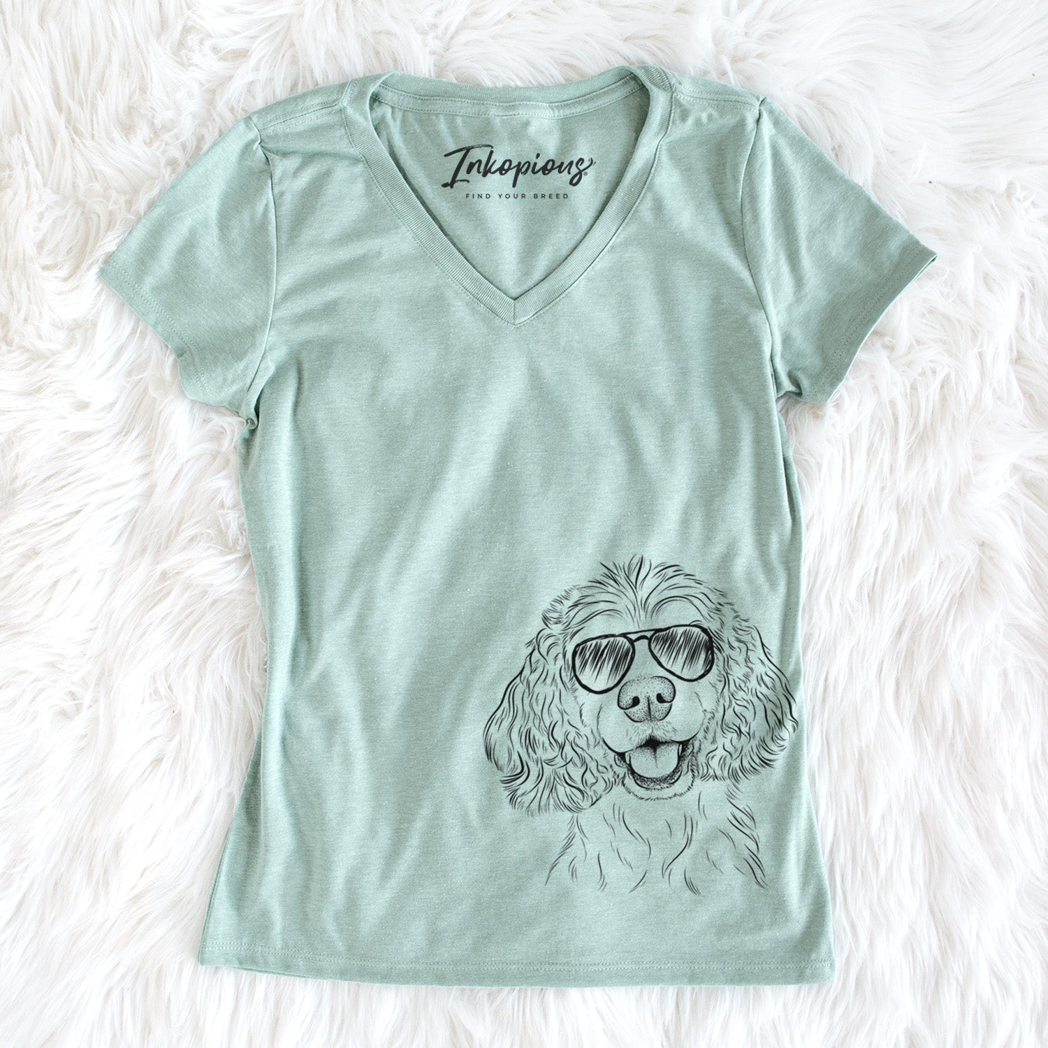 Aviator Cricket the American Cocker Spaniel - Women's V-neck Shirt