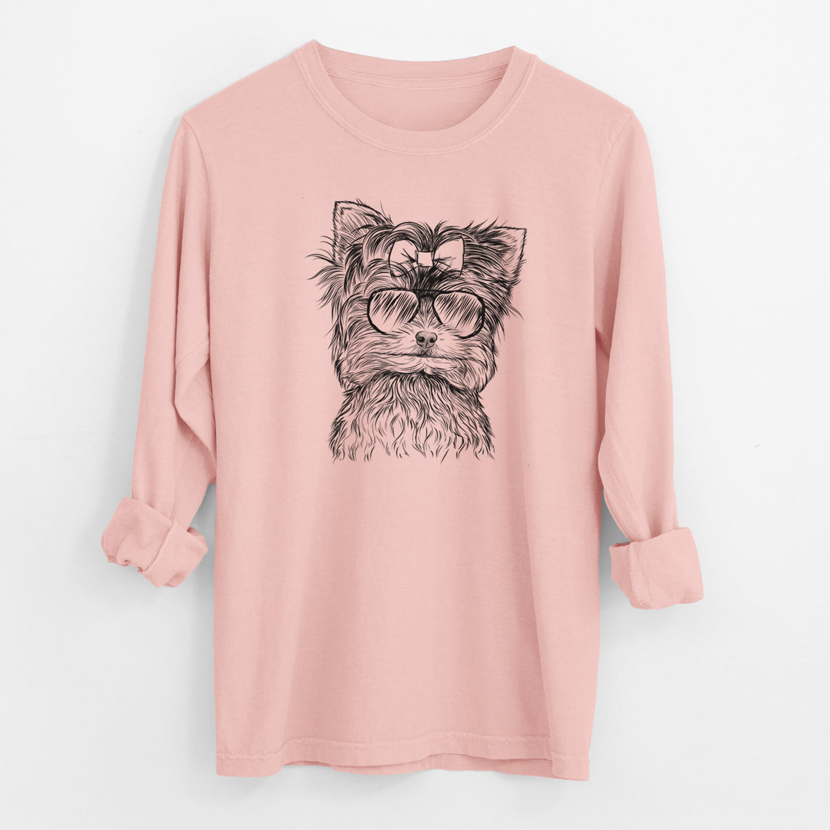 Aviator Cricket the Biewer Terrier - Men's Heavyweight 100% Cotton Long Sleeve