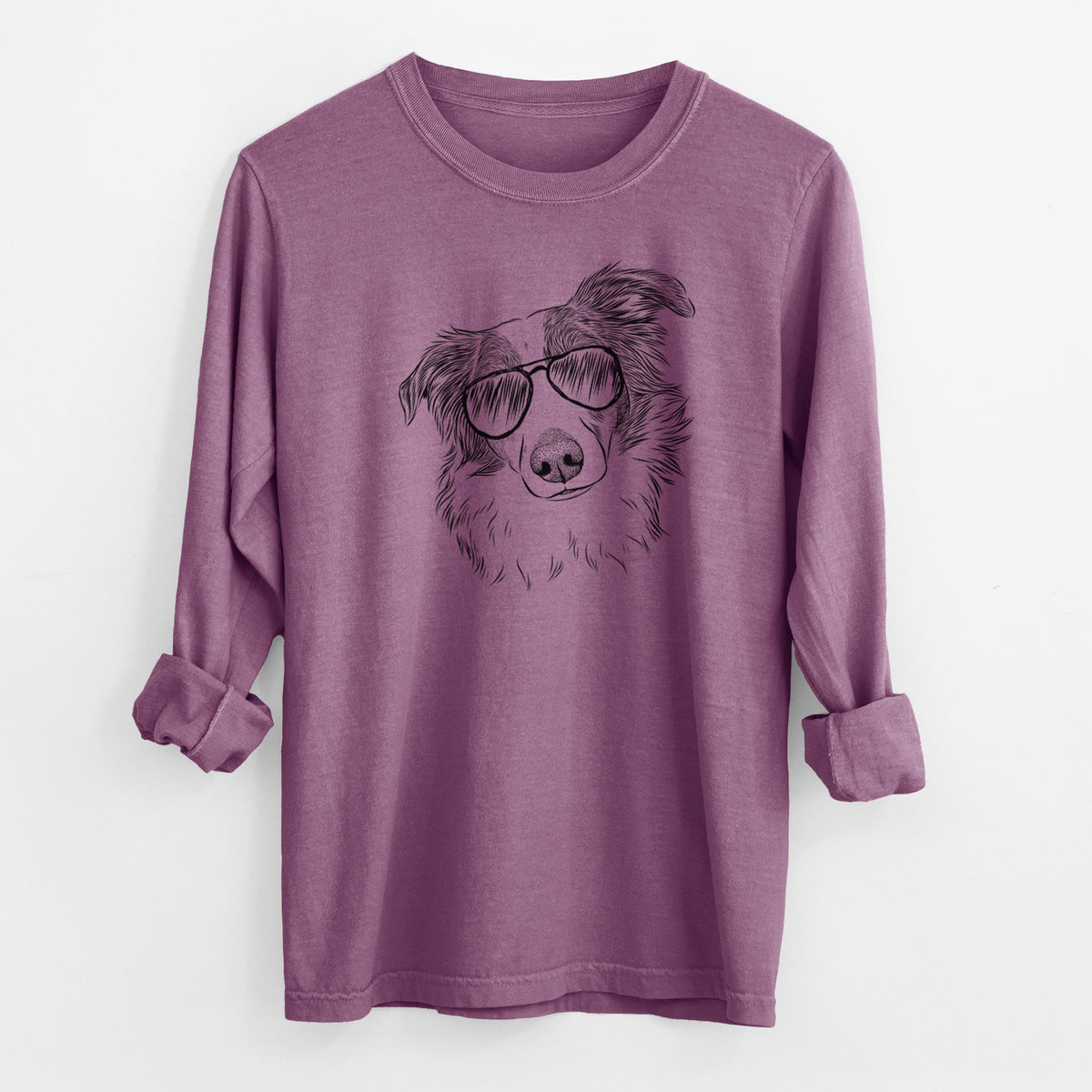Aviator Cyclone the Australian Shepherd - Men's Heavyweight 100% Cotton Long Sleeve