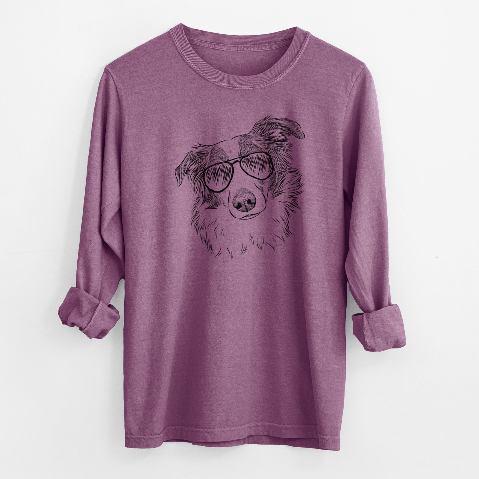 Aviator Cyclone the Australian Shepherd - Men's Heavyweight 100% Cotton Long Sleeve