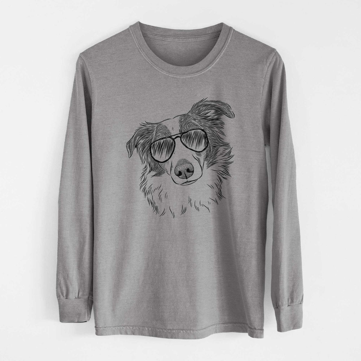 Aviator Cyclone the Australian Shepherd - Men's Heavyweight 100% Cotton Long Sleeve