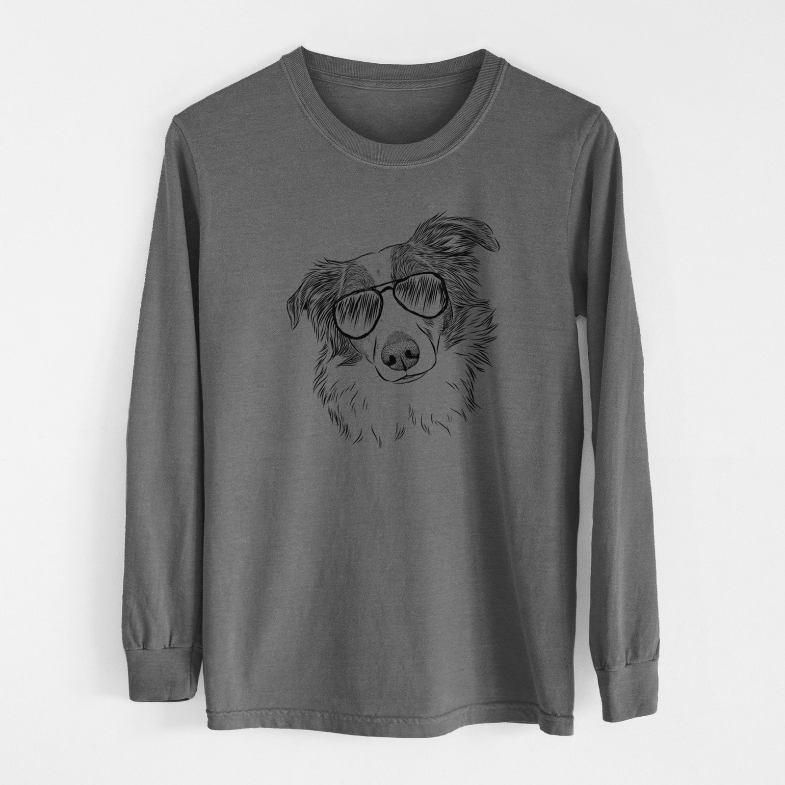 Aviator Cyclone the Australian Shepherd - Men's Heavyweight 100% Cotton Long Sleeve