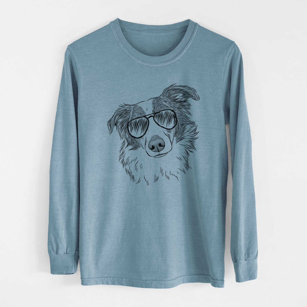 Aviator Cyclone the Australian Shepherd - Men's Heavyweight 100% Cotton Long Sleeve