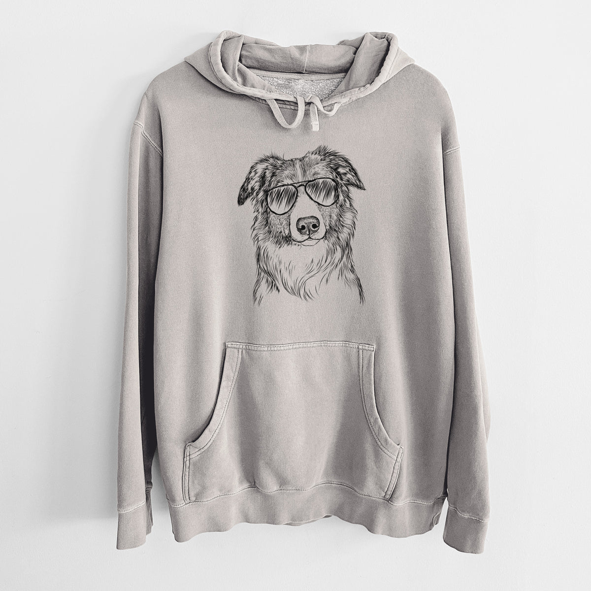 Aviator Cynder the English Shepherd - Unisex Pigment Dyed Hoodie