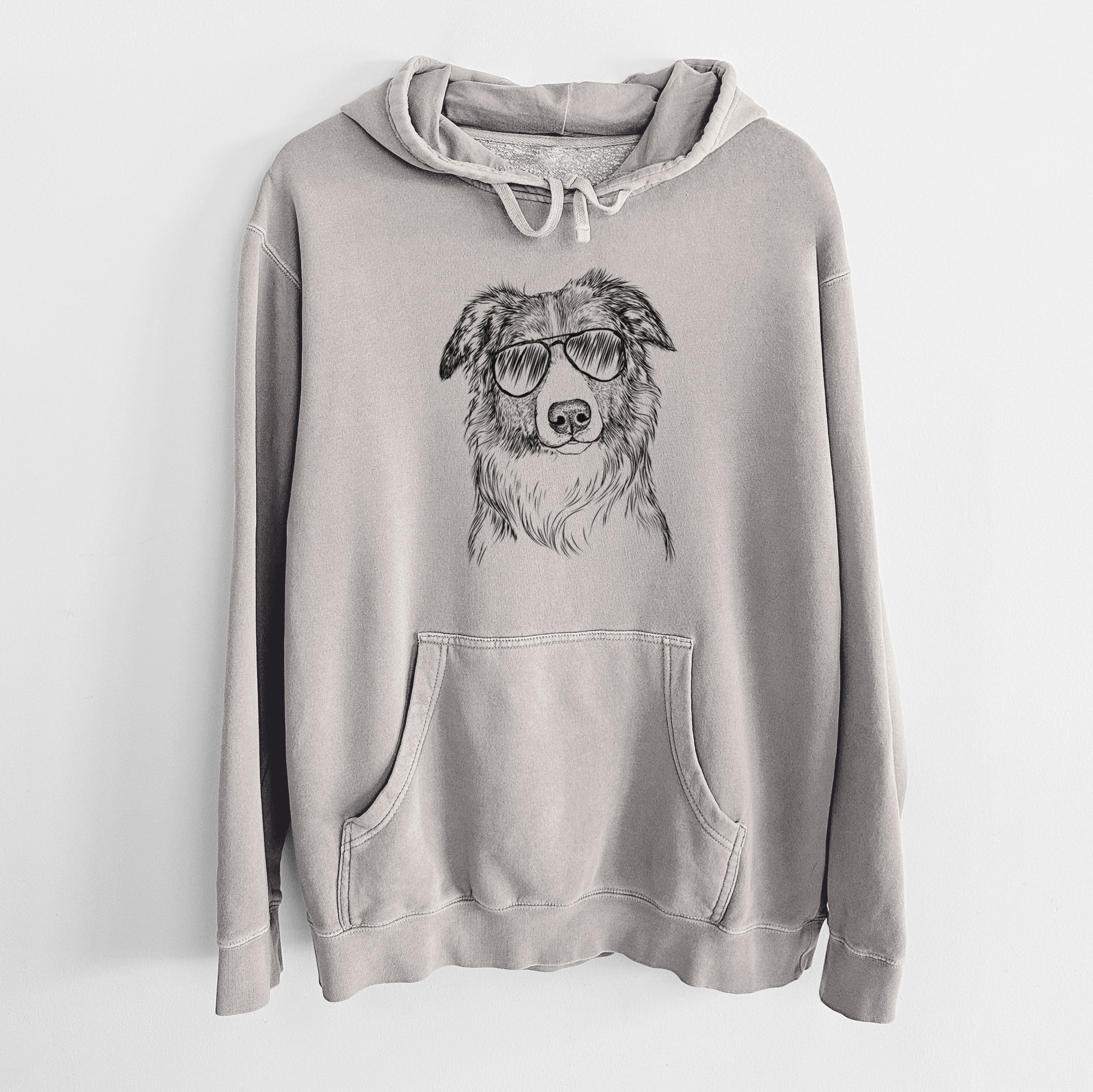 Aviator Cynder the English Shepherd - Unisex Pigment Dyed Hoodie