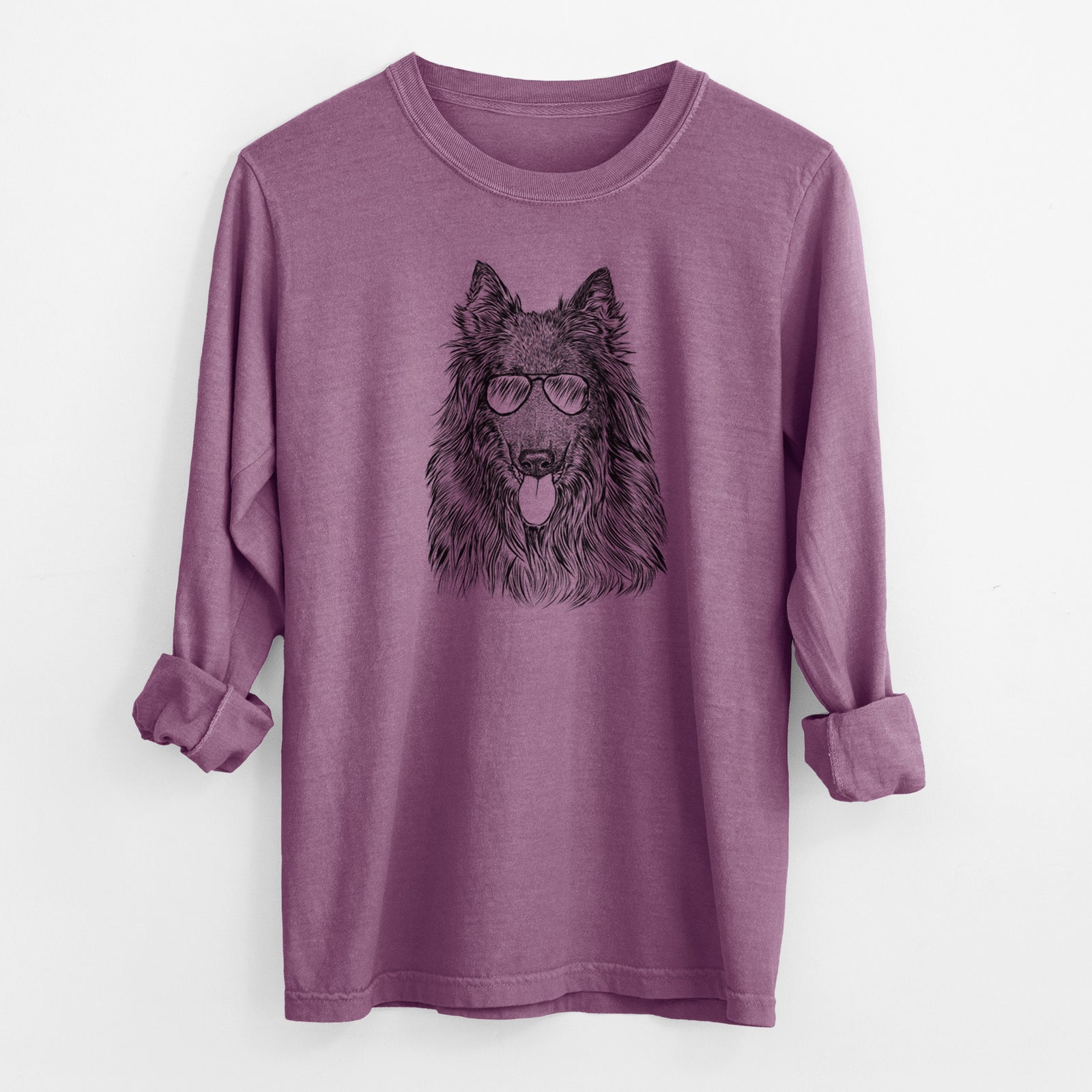 Aviator Daan the Belgian Shepherd - Men's Heavyweight 100% Cotton Long Sleeve