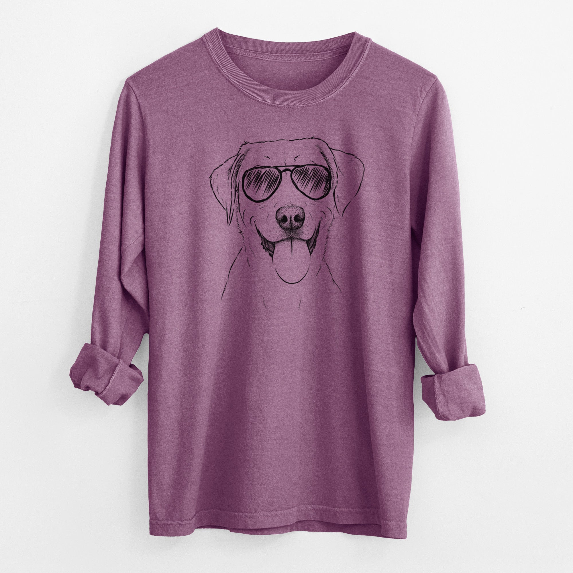 Aviator Daisy the Labrador Retriever - Men's Heavyweight 100% Cotton Long Sleeve