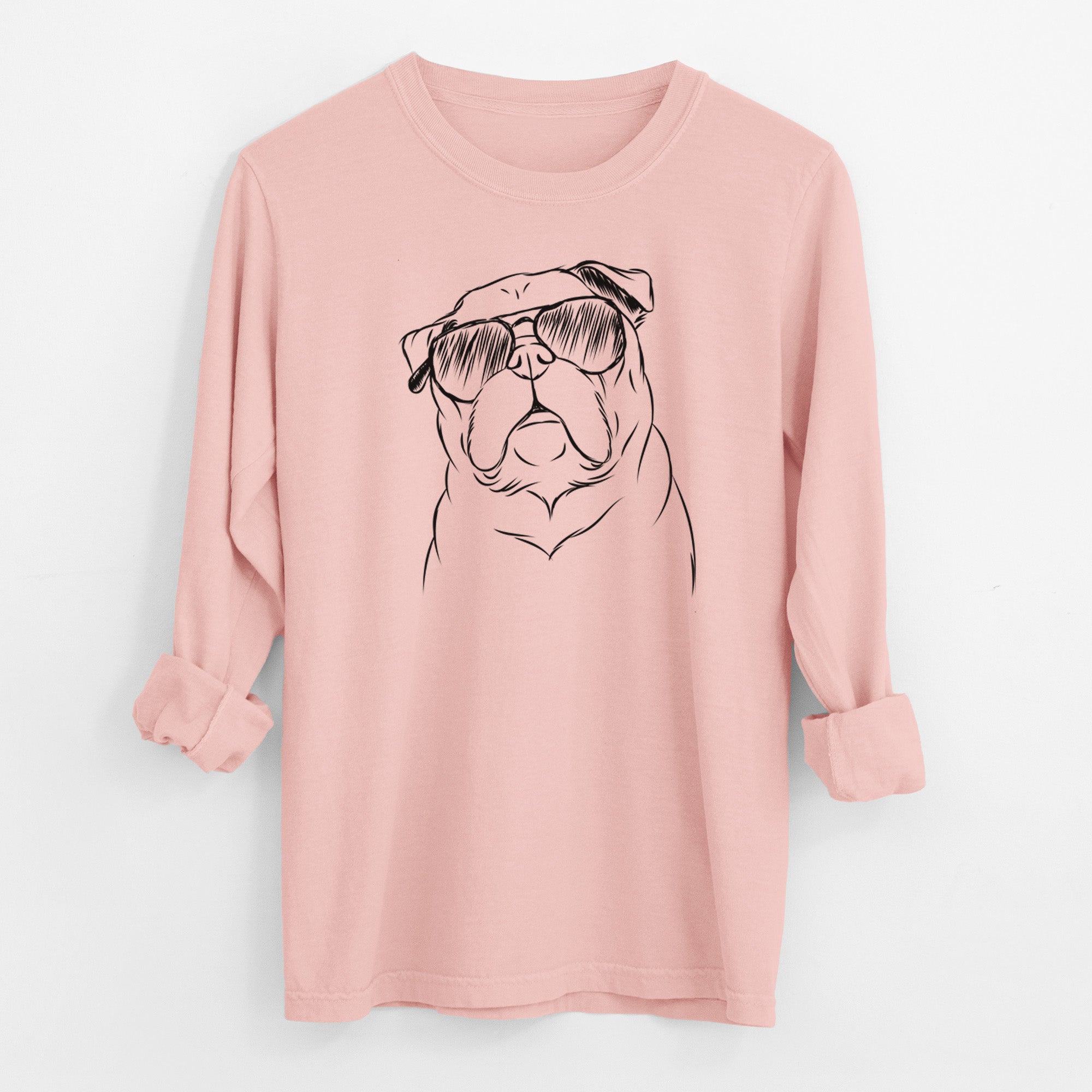 Aviator Darling Chloe the Pug - Men's Heavyweight 100% Cotton Long Sleeve