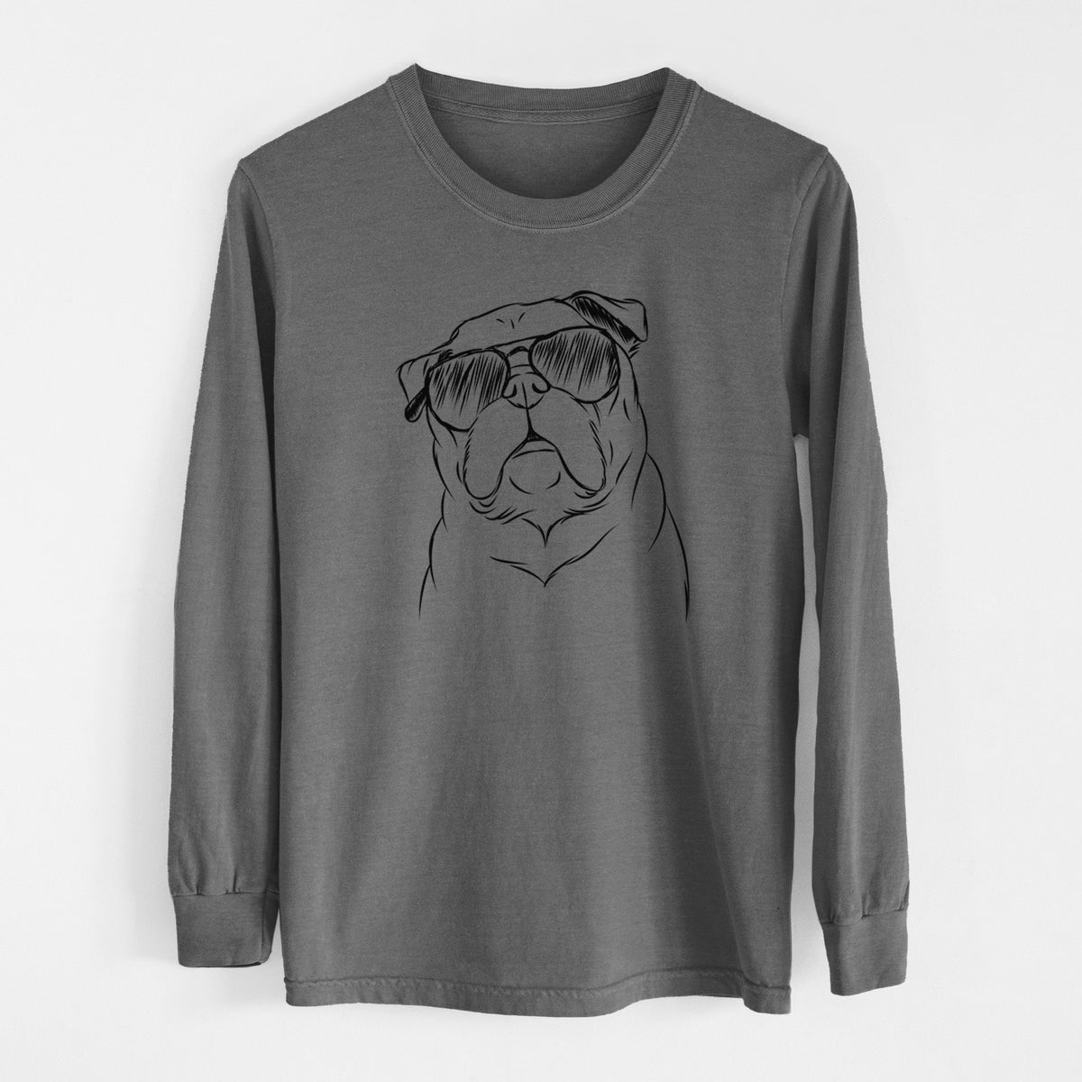 Aviator Darling Chloe the Pug - Men&#39;s Heavyweight 100% Cotton Long Sleeve