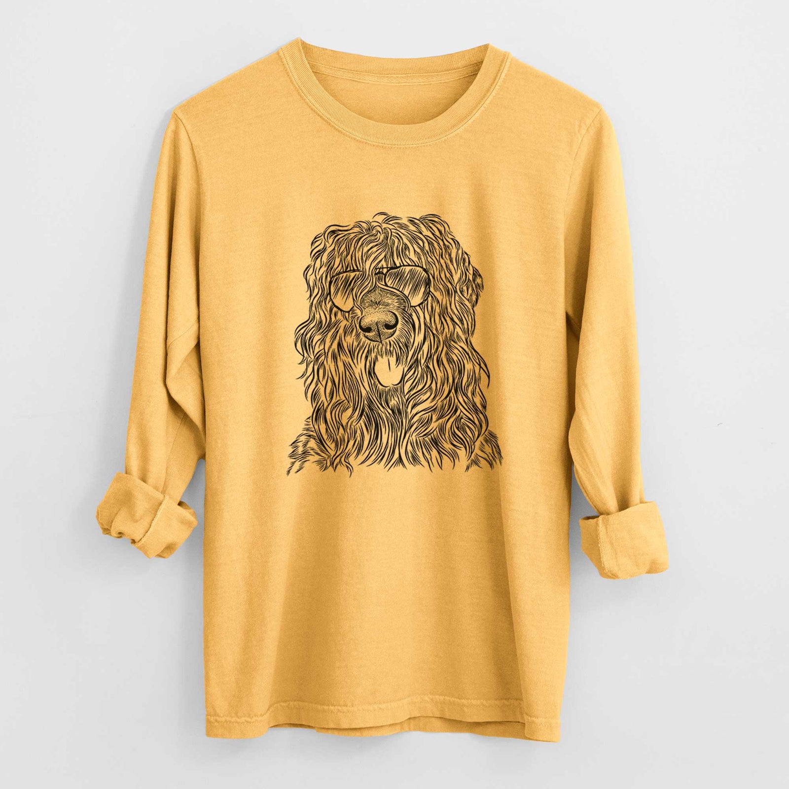 Aviator Darryl the Black Russian Terrier - Men's Heavyweight 100% Cotton Long Sleeve