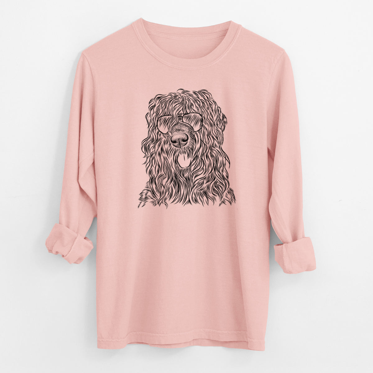 Aviator Darryl the Black Russian Terrier - Men's Heavyweight 100% Cotton Long Sleeve