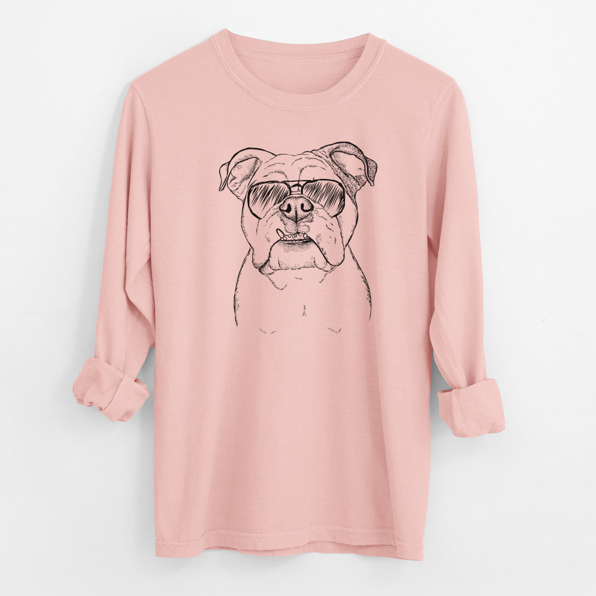 Aviator Dazy the English Bulldog - Men's Heavyweight 100% Cotton Long Sleeve