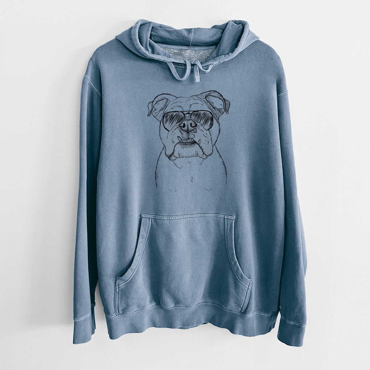 Aviator Dazy the English Bulldog - Unisex Pigment Dyed Hoodie