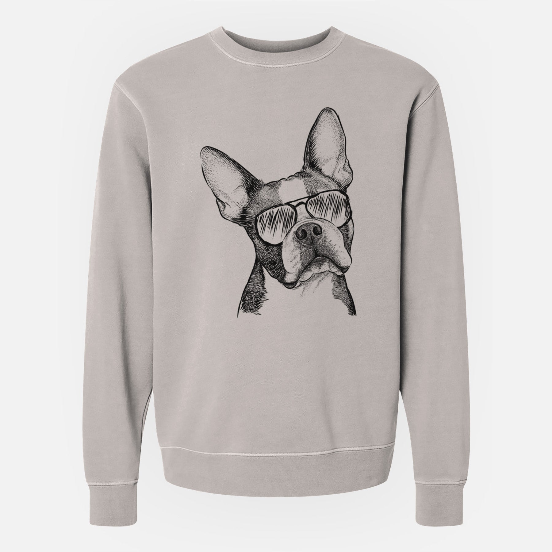 Aviator Dee Dee the Boston Terrier - Unisex Pigment Dyed Crew Sweatshirt