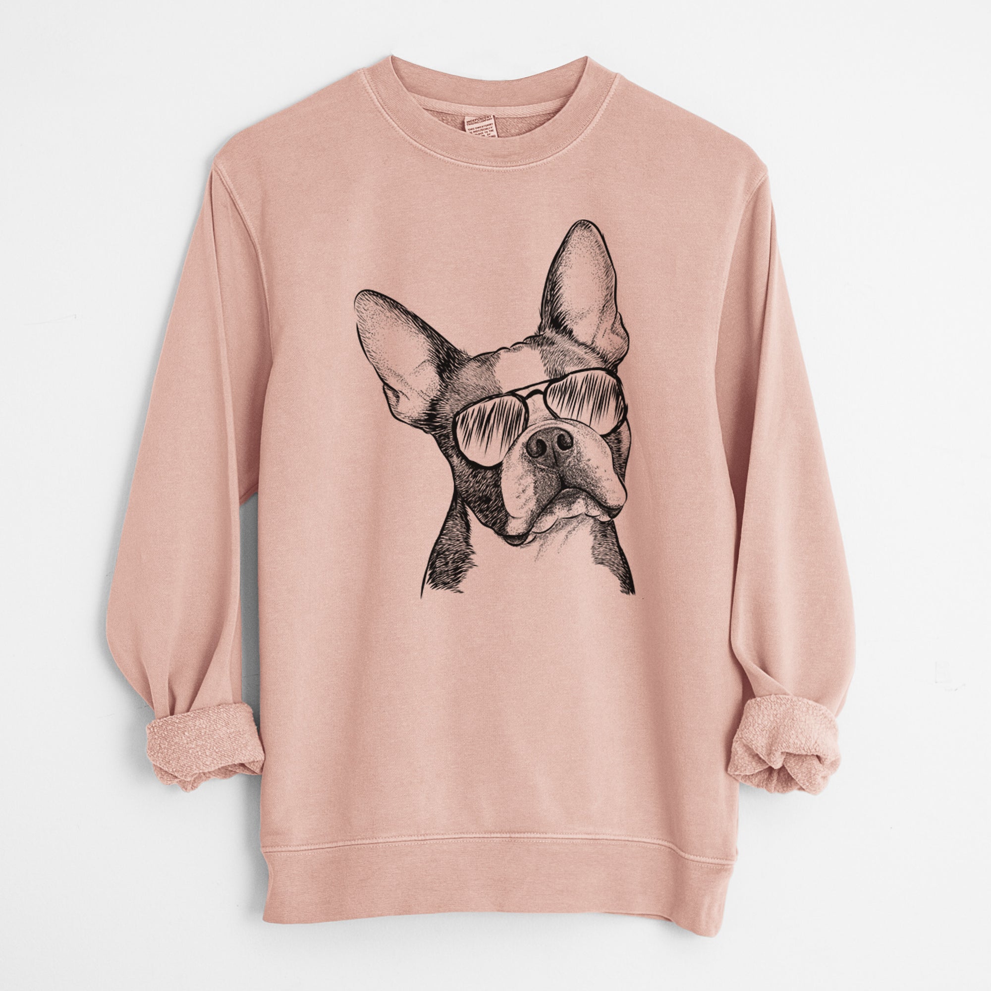 Aviator Dee Dee the Boston Terrier - Unisex Pigment Dyed Crew Sweatshirt