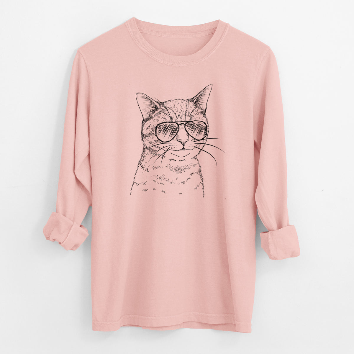 Aviator Dexter the Domestic Shorthair - Men's Heavyweight 100% Cotton Long Sleeve