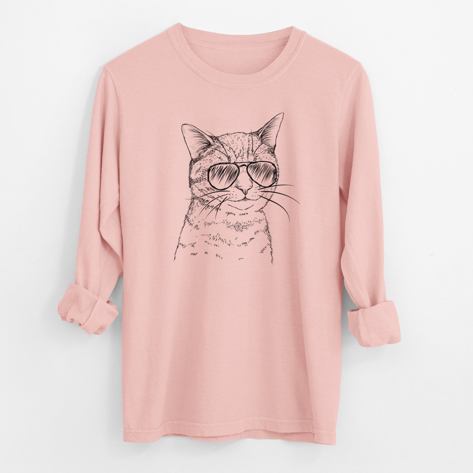 Aviator Dexter the Domestic Shorthair - Men's Heavyweight 100% Cotton Long Sleeve