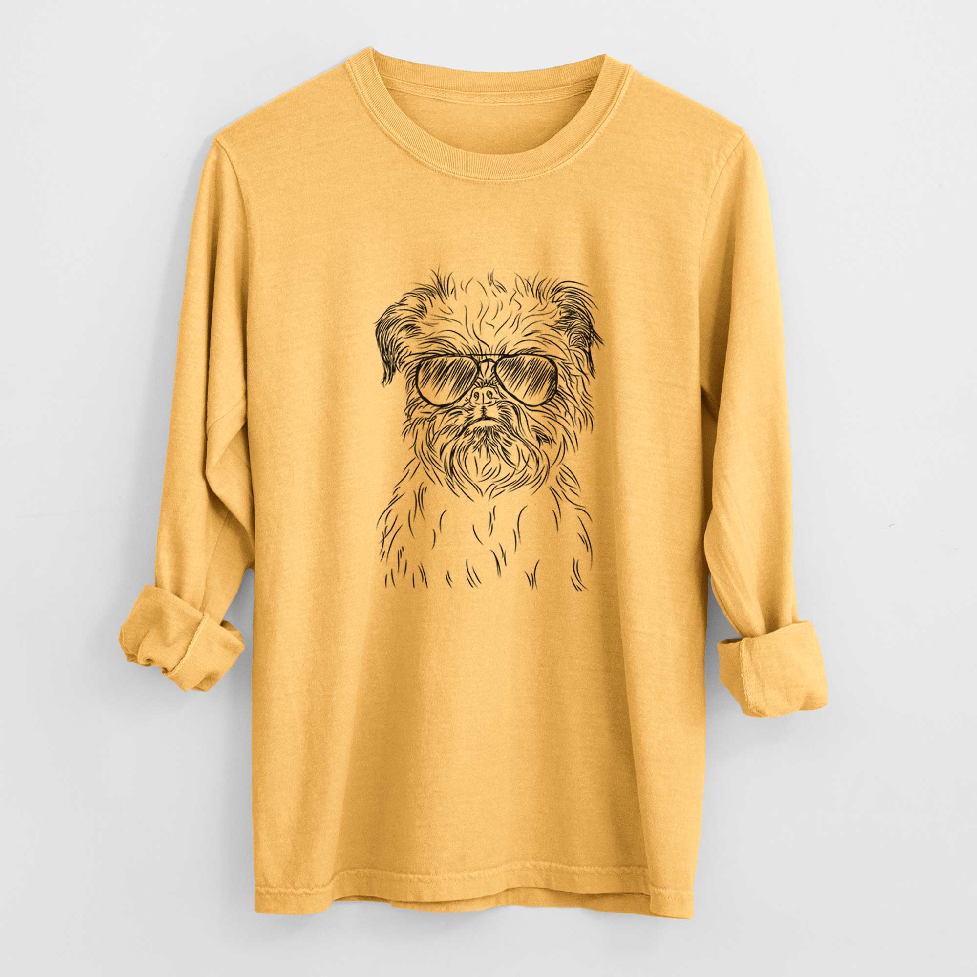 Aviator Digby the Brussels Griffon - Men's Heavyweight 100% Cotton Long Sleeve