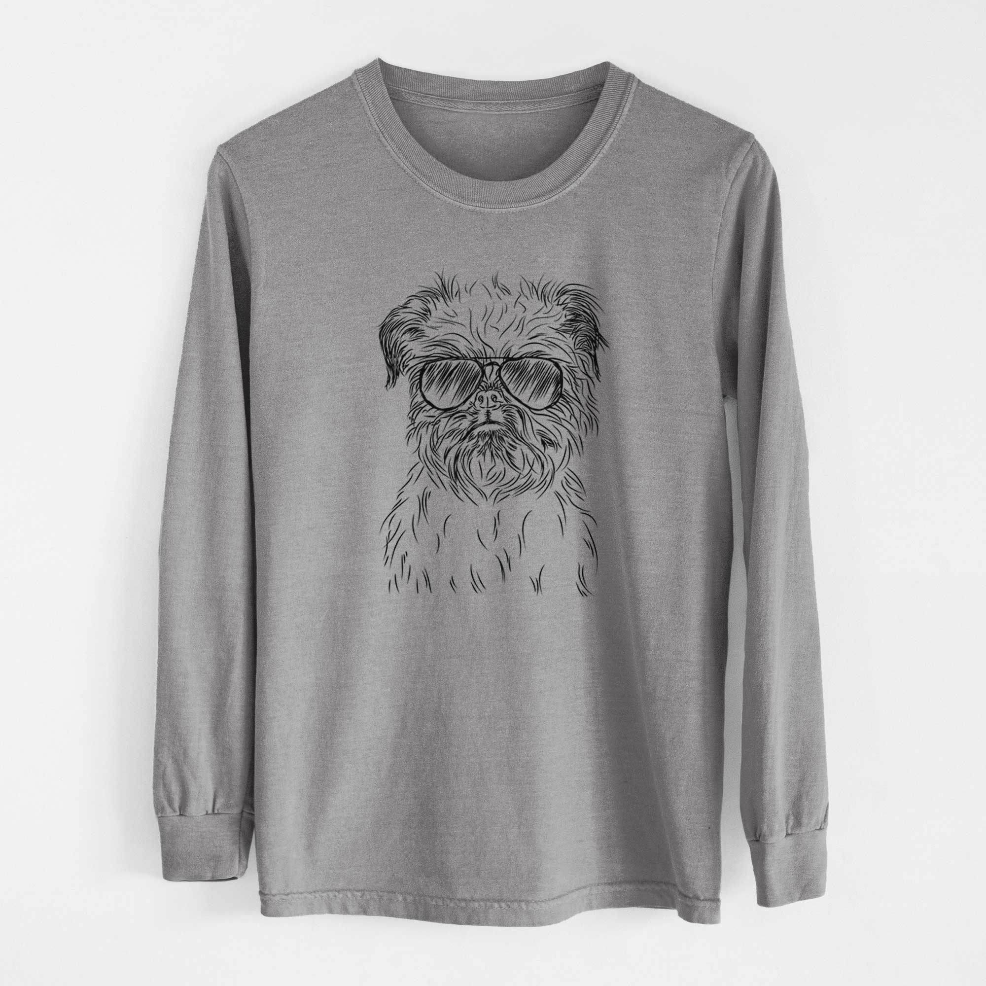 Aviator Digby the Brussels Griffon - Men's Heavyweight 100% Cotton Long Sleeve