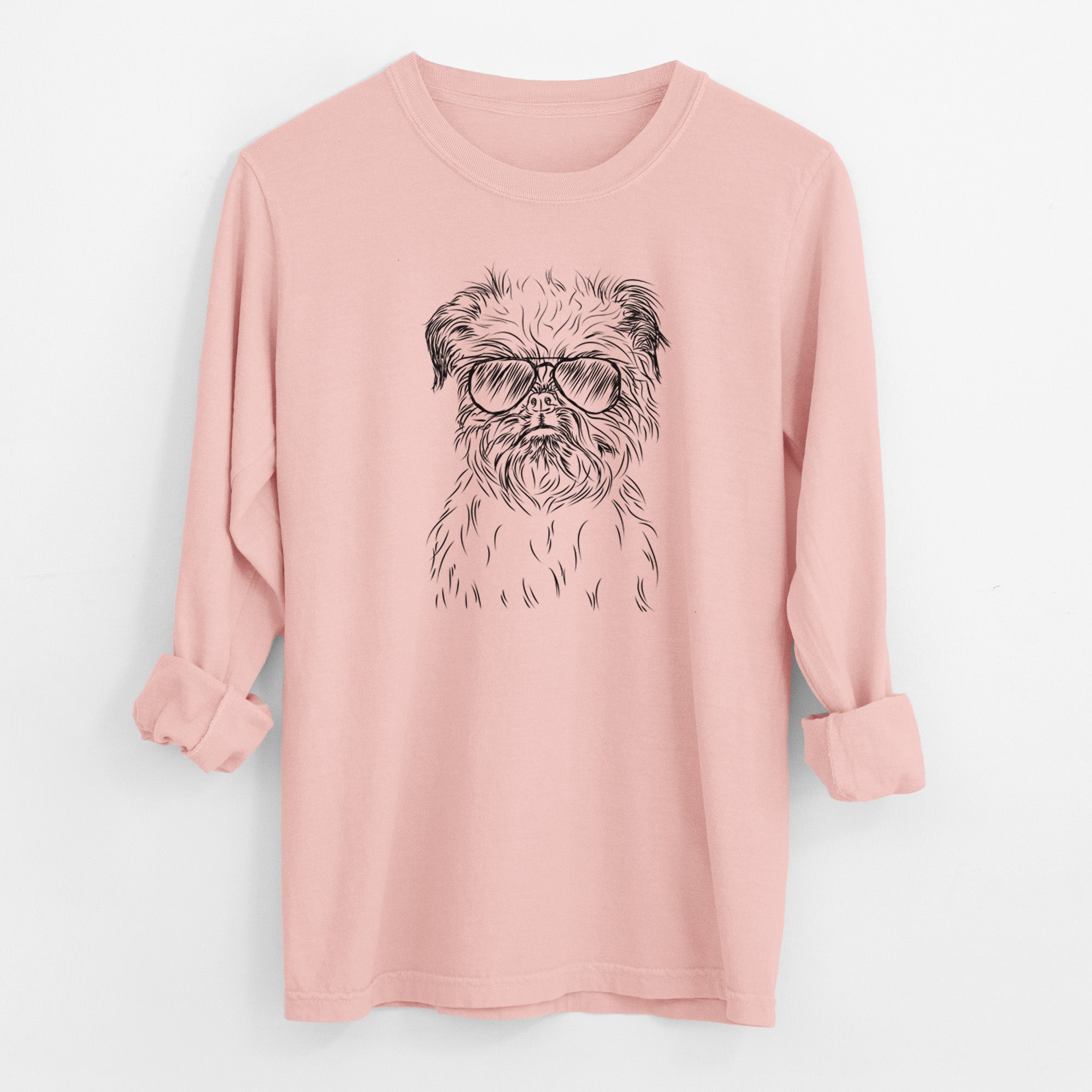 Aviator Digby the Brussels Griffon - Men's Heavyweight 100% Cotton Long Sleeve