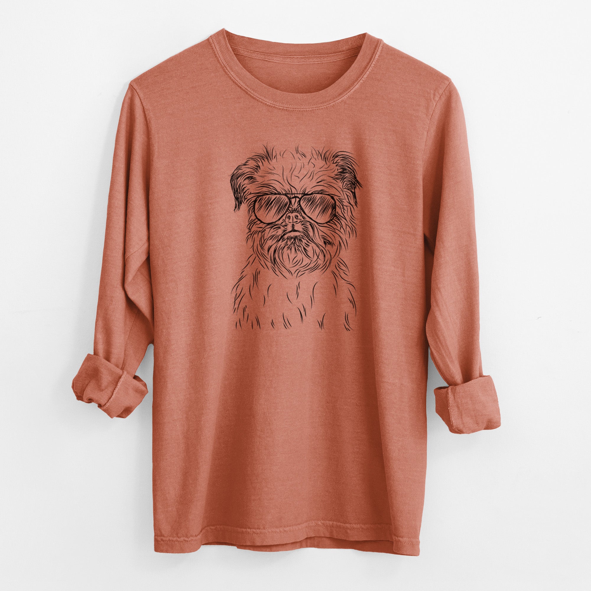 Aviator Digby the Brussels Griffon - Men's Heavyweight 100% Cotton Long Sleeve