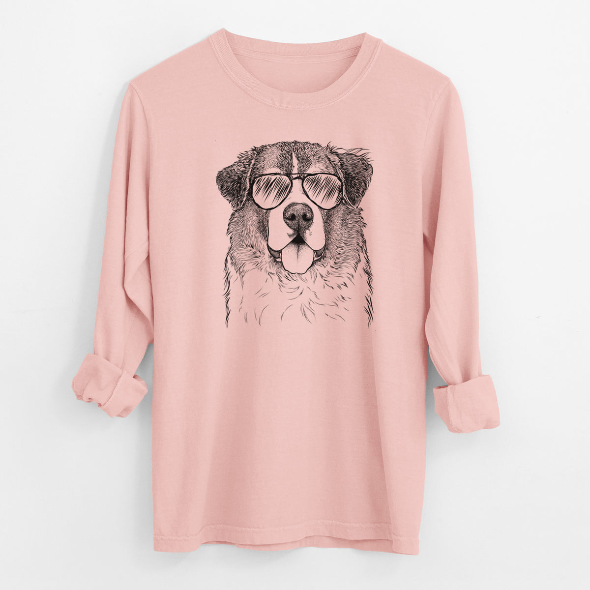 Aviator Dilly the Saint Bernard - Men's Heavyweight 100% Cotton Long Sleeve