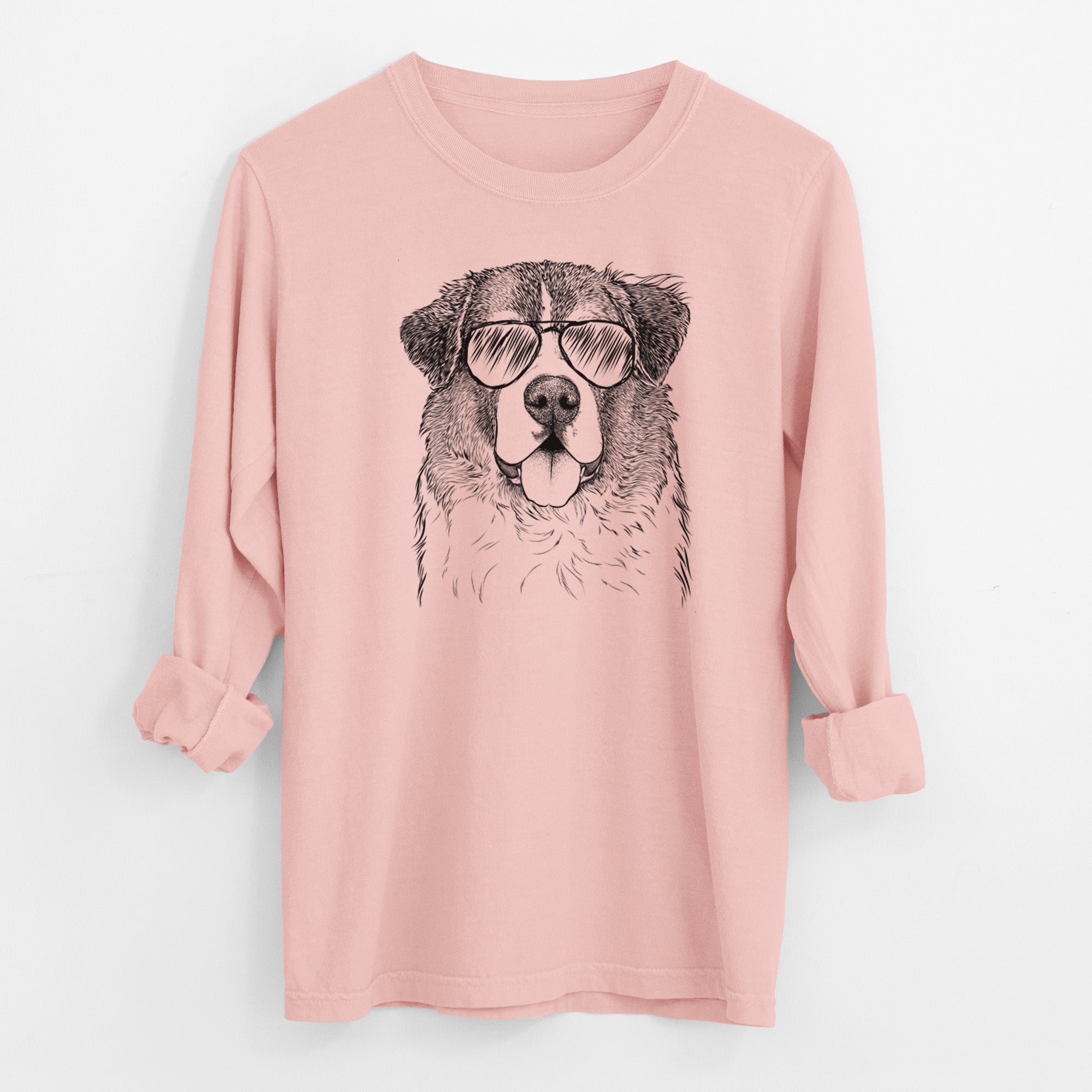 Aviator Dilly the Saint Bernard - Men's Heavyweight 100% Cotton Long Sleeve