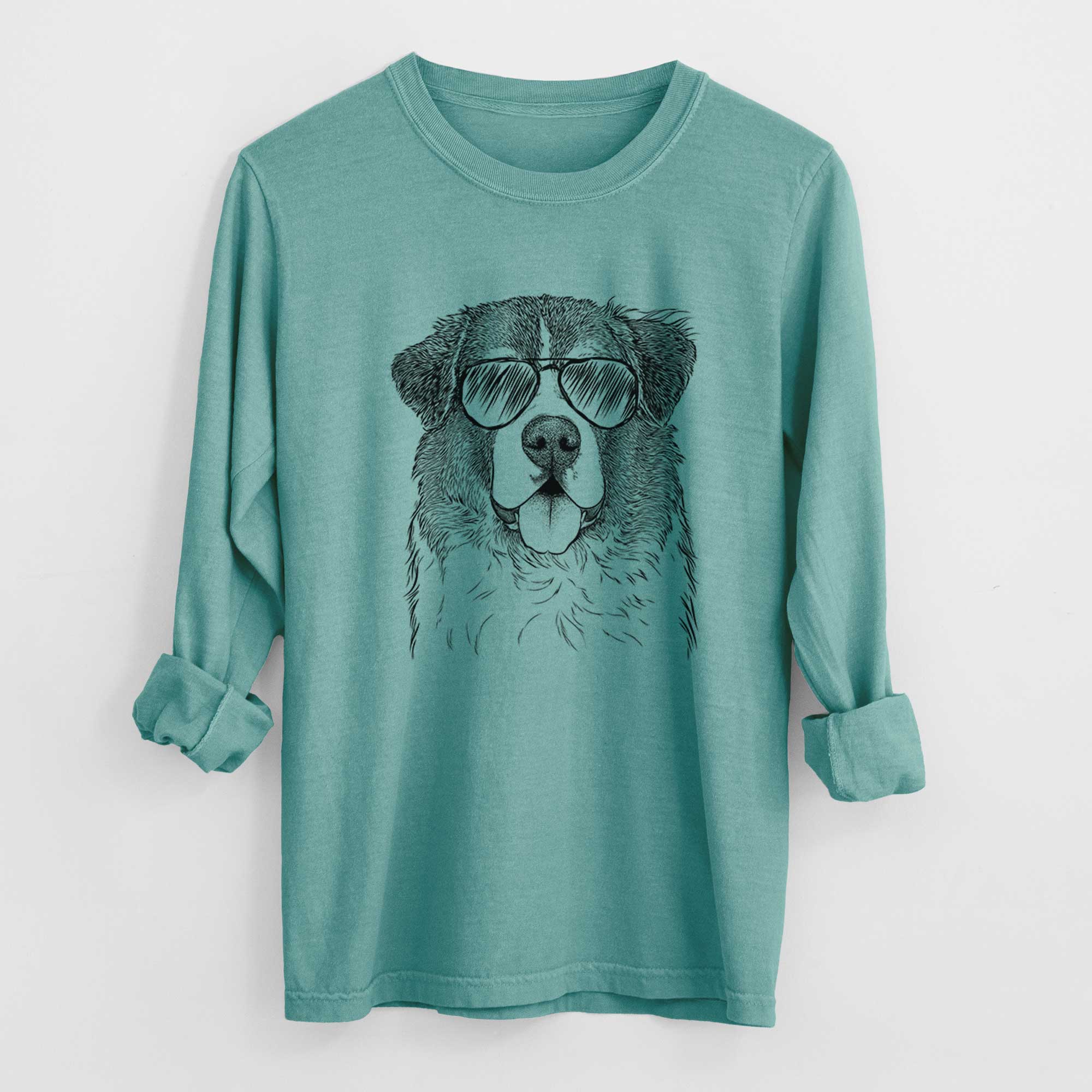 Aviator Dilly the Saint Bernard - Men's Heavyweight 100% Cotton Long Sleeve