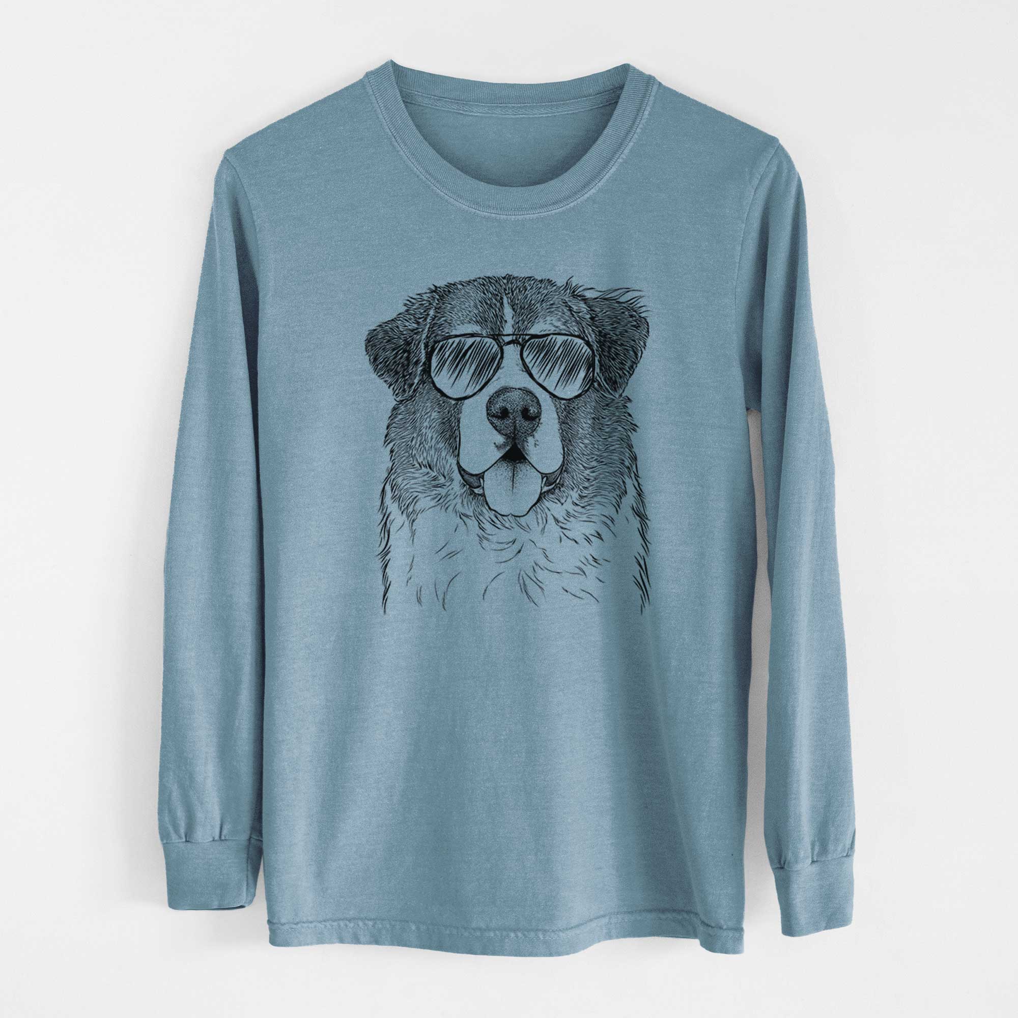 Aviator Dilly the Saint Bernard - Men's Heavyweight 100% Cotton Long Sleeve