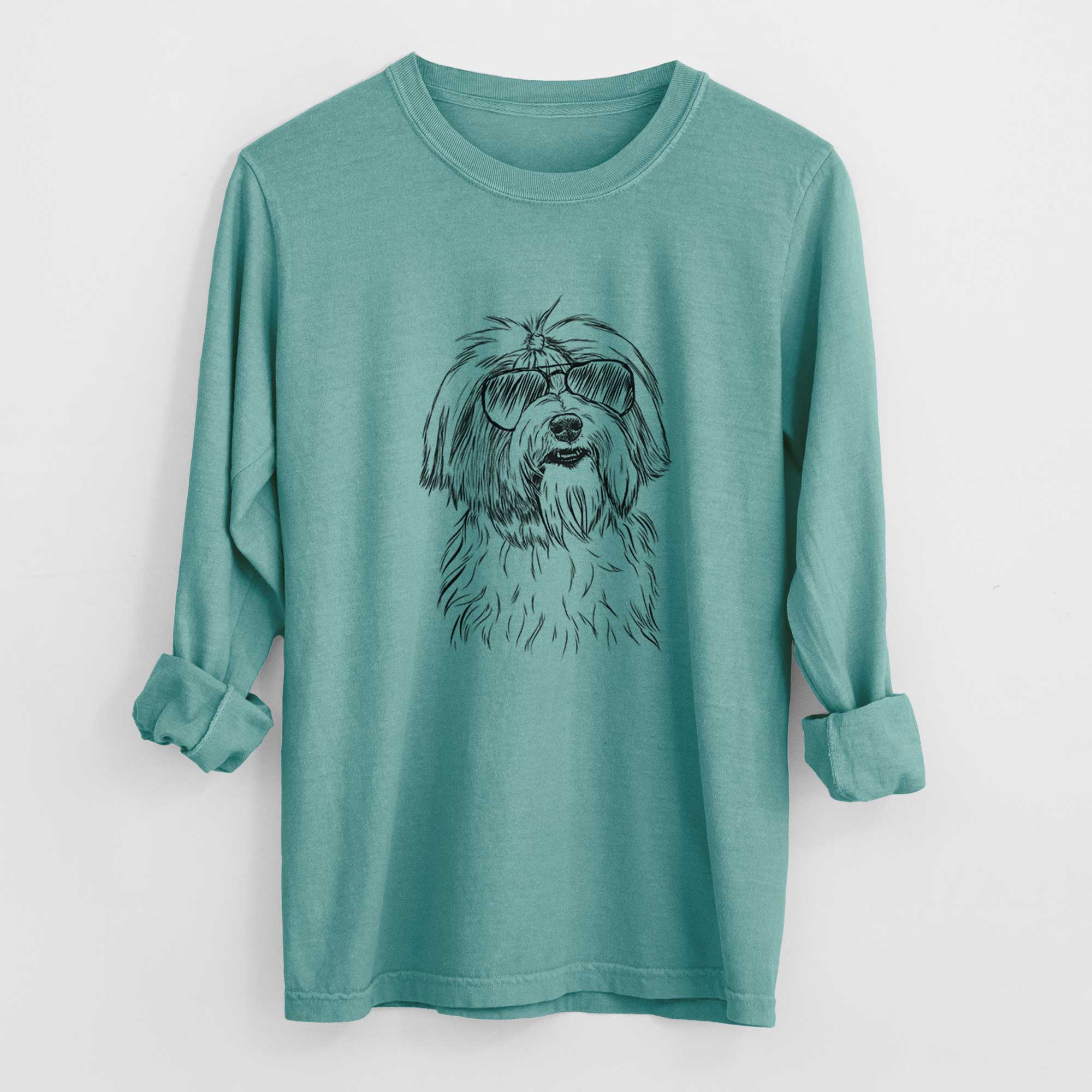 Aviator Dooley the Havanese - Men's Heavyweight 100% Cotton Long Sleeve