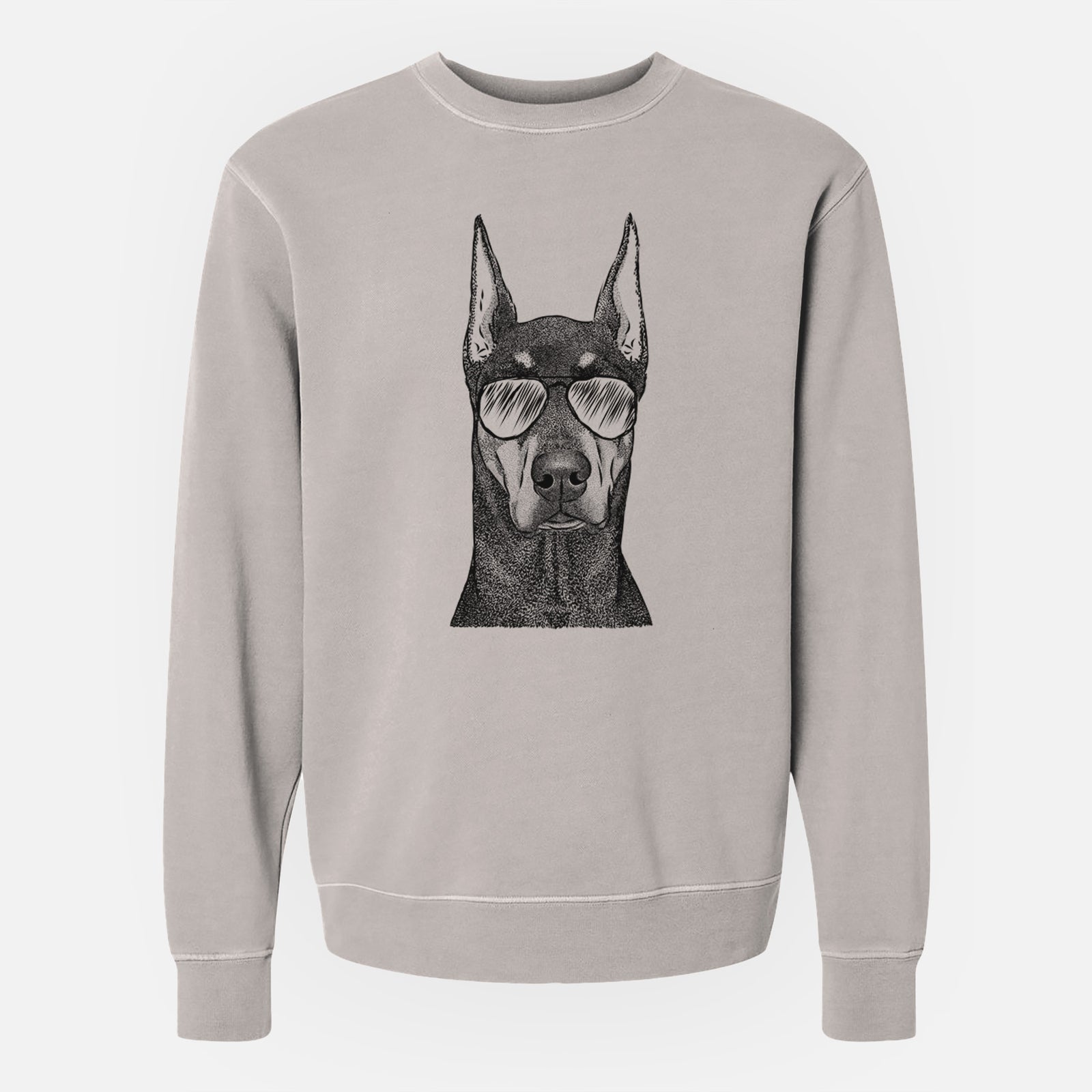Aviator Drake the Doberman Pinscher - Unisex Pigment Dyed Crew Sweatshirt