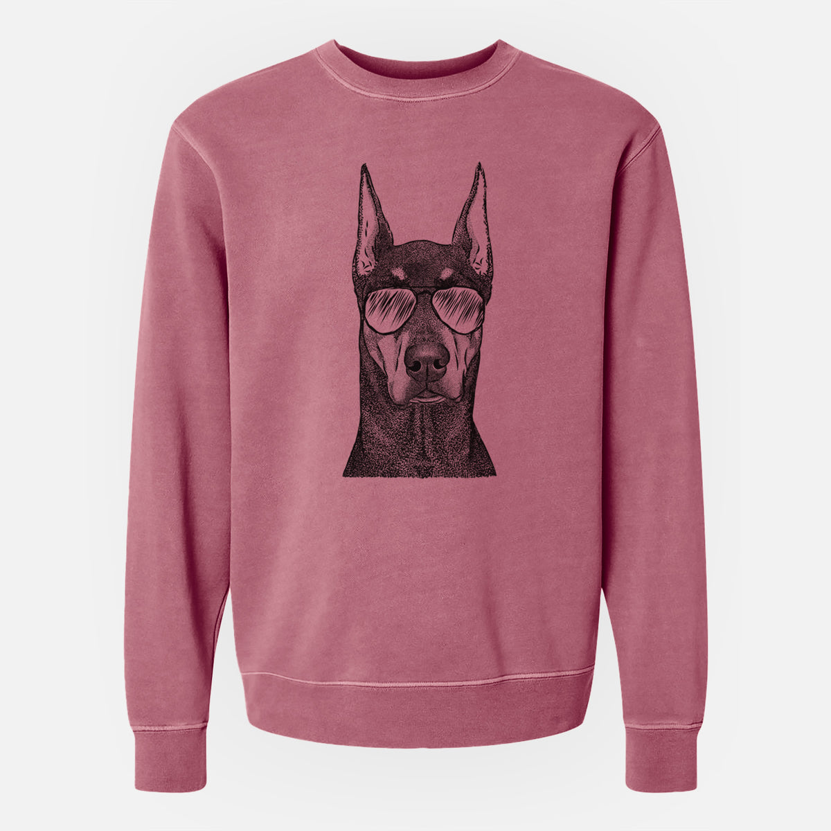 Aviator Drake the Doberman Pinscher - Unisex Pigment Dyed Crew Sweatshirt