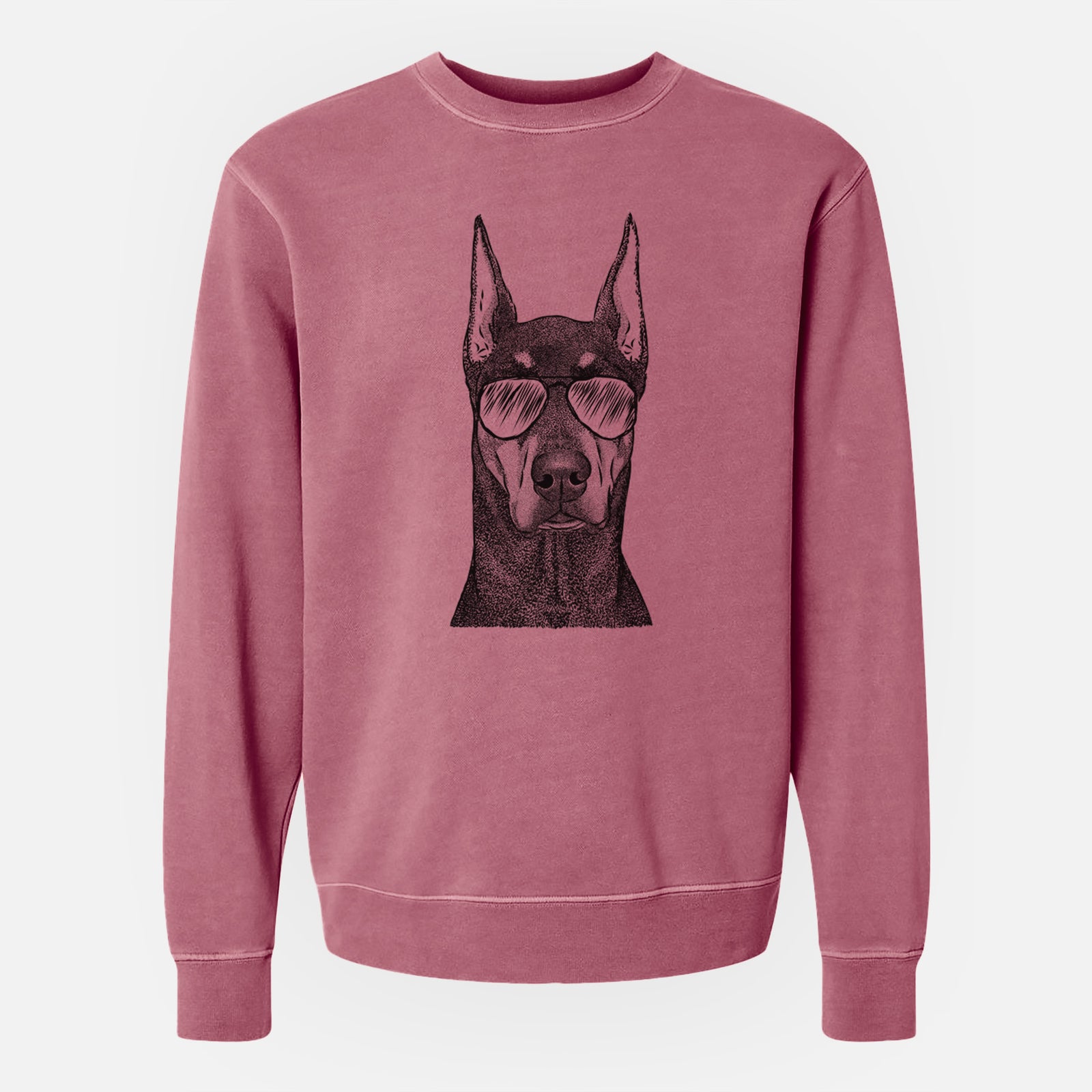 Aviator Drake the Doberman Pinscher - Unisex Pigment Dyed Crew Sweatshirt