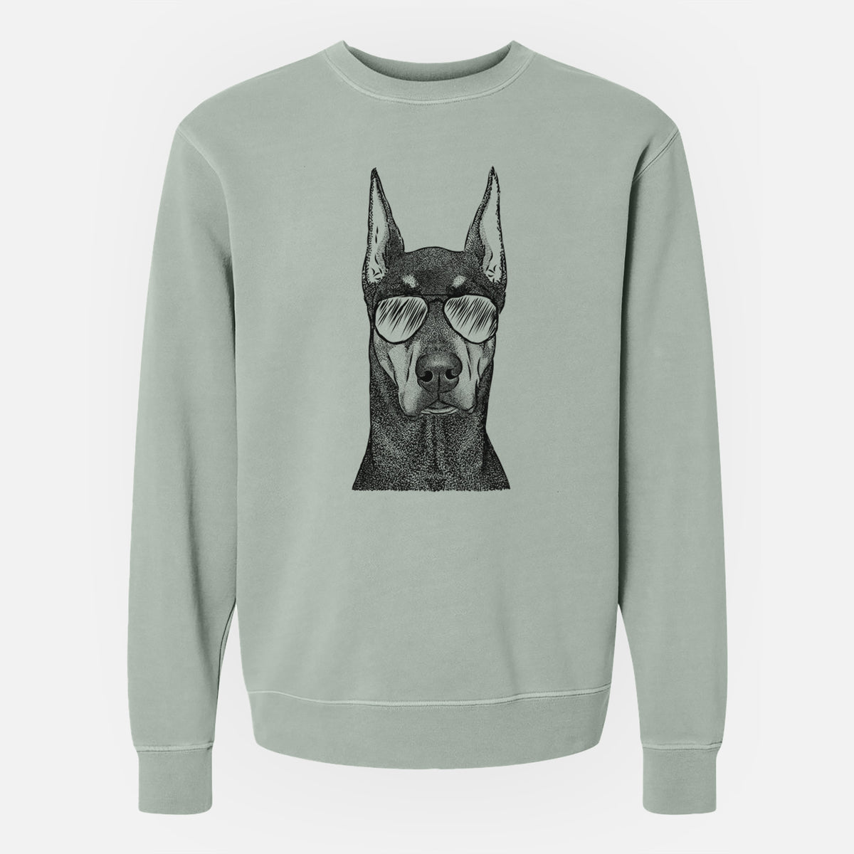 Aviator Drake the Doberman Pinscher - Unisex Pigment Dyed Crew Sweatshirt