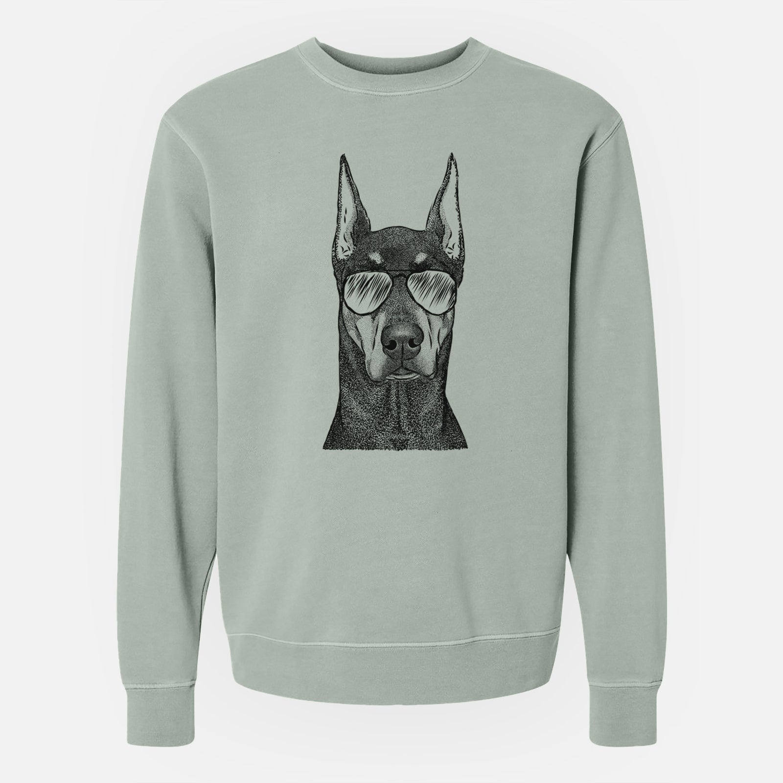 Aviator Drake the Doberman Pinscher - Unisex Pigment Dyed Crew Sweatshirt