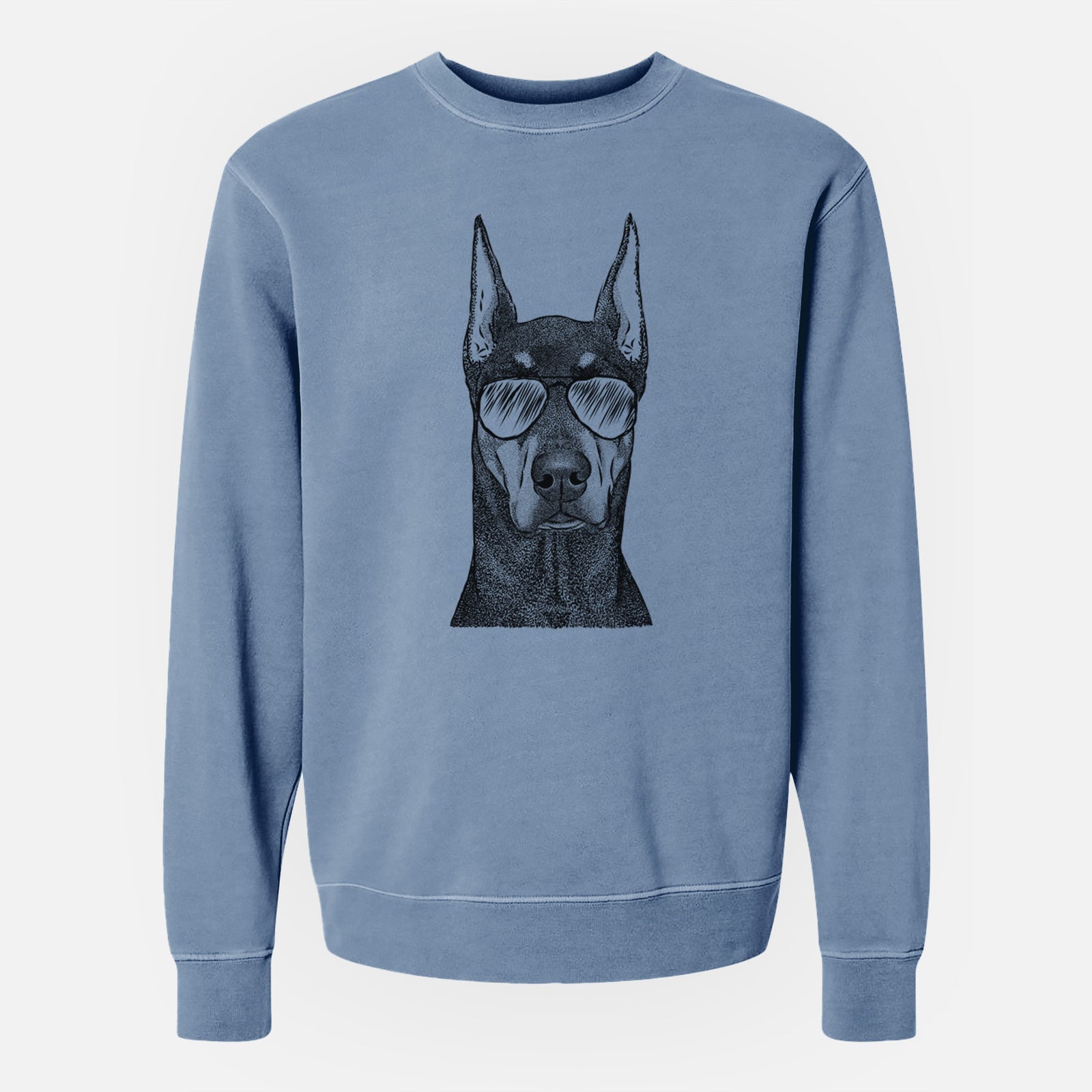 Aviator Drake the Doberman Pinscher - Unisex Pigment Dyed Crew Sweatshirt