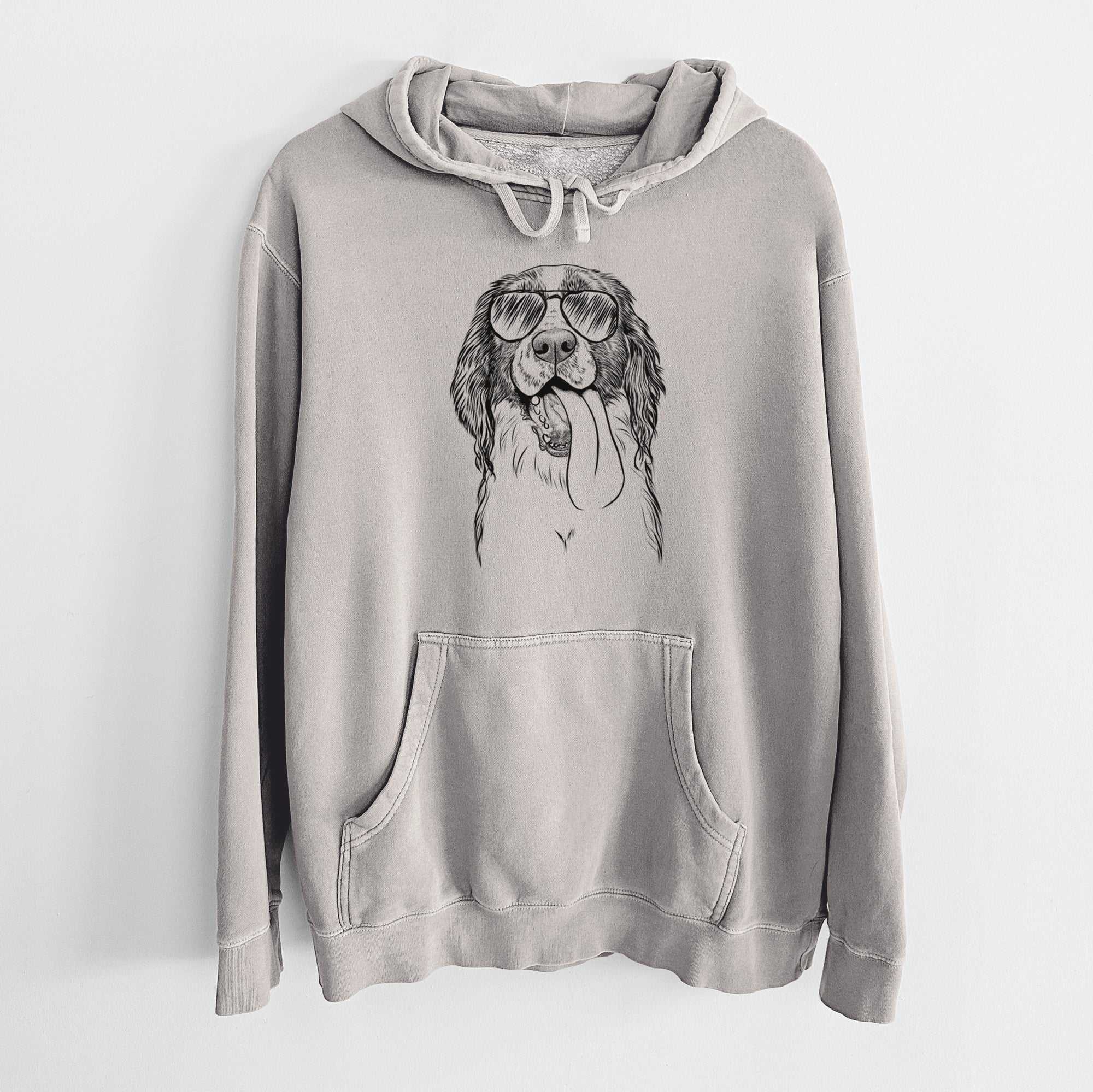 Aviator Duke the English Springer Spaniel - Unisex Pigment Dyed Hoodie