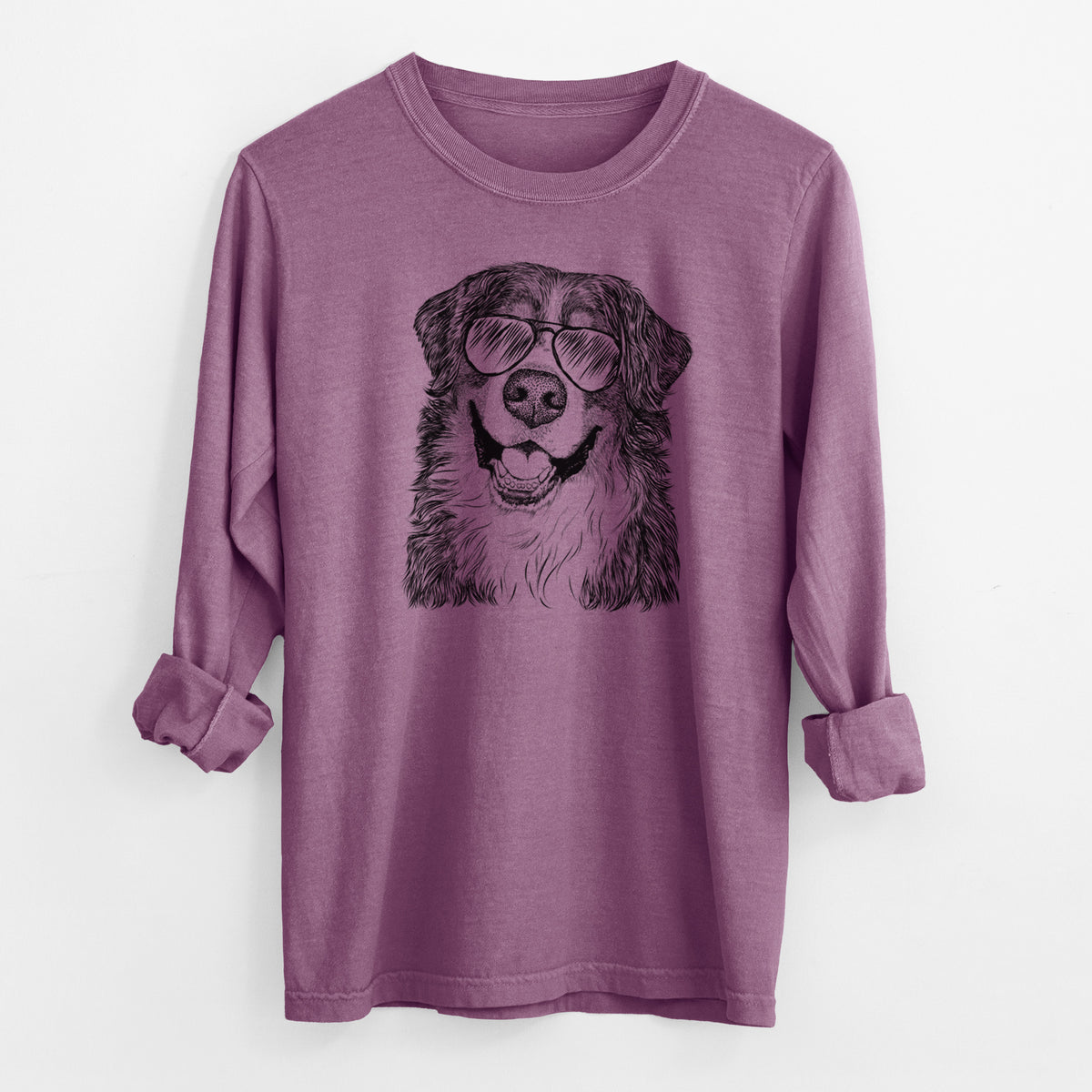 Aviator Eiger the Bernese Mountain Dog - Men's Heavyweight 100% Cotton Long Sleeve