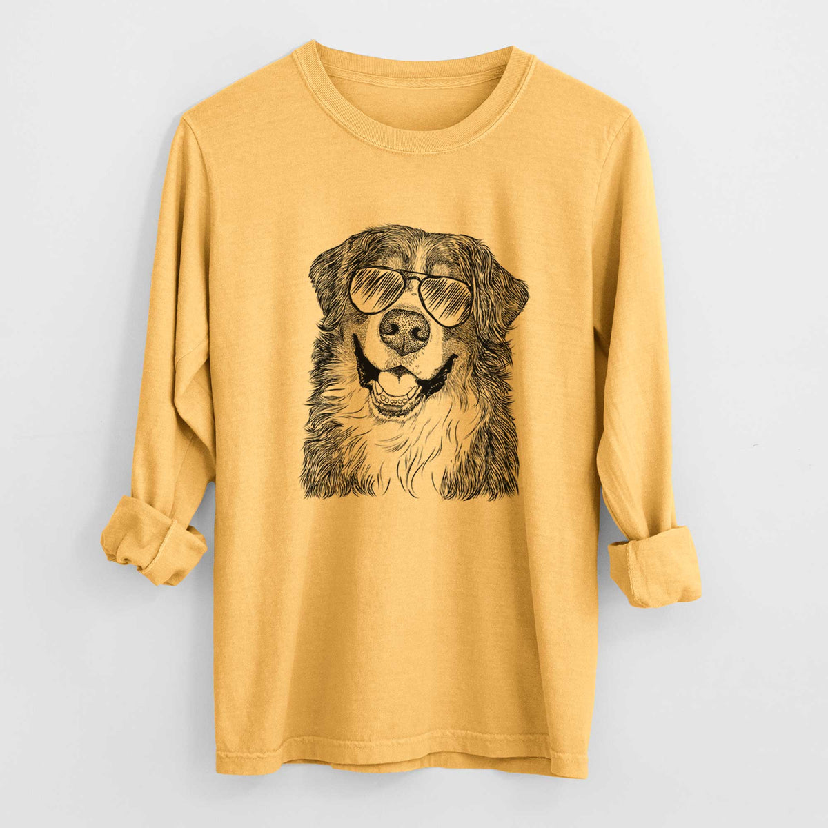 Aviator Eiger the Bernese Mountain Dog - Men's Heavyweight 100% Cotton Long Sleeve