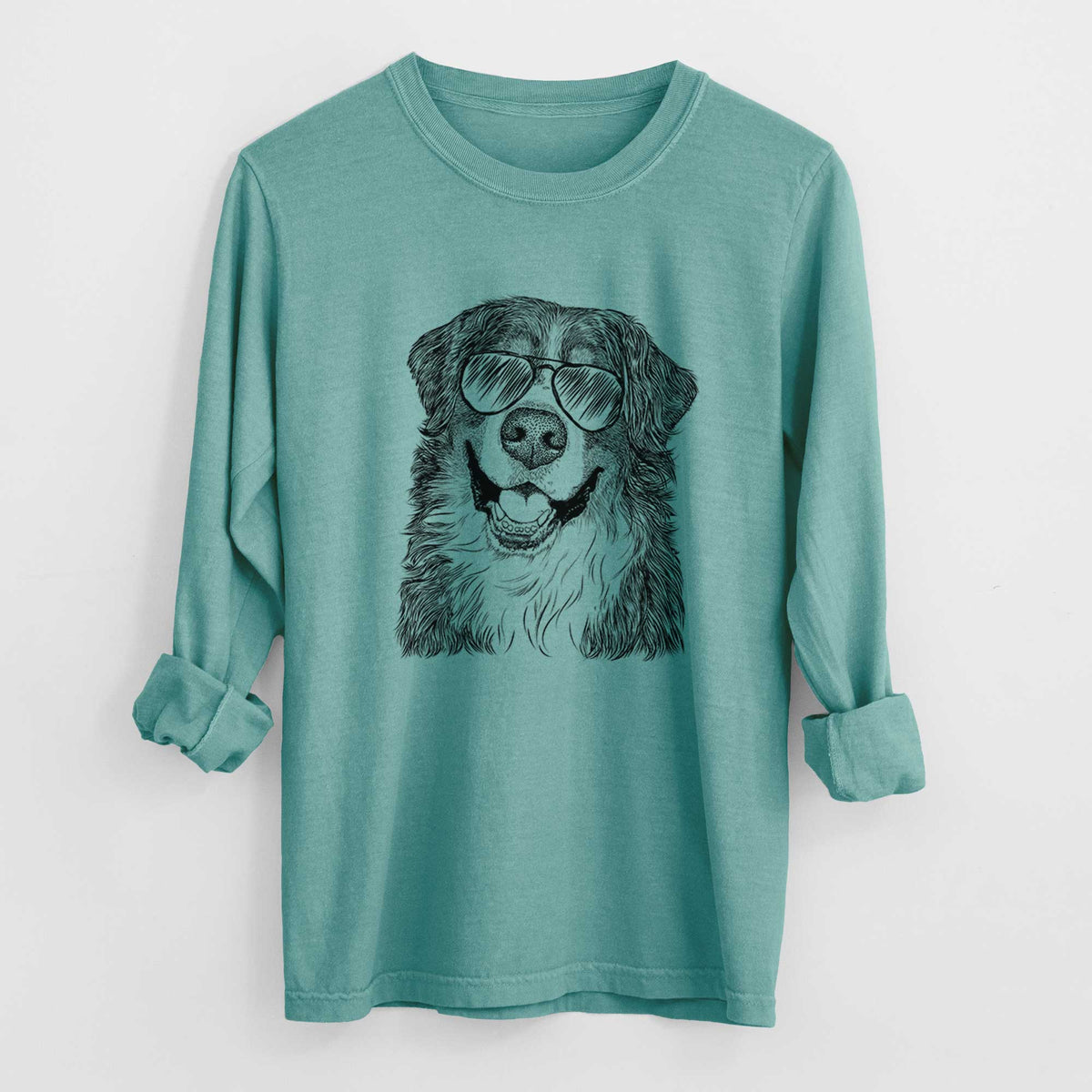 Aviator Eiger the Bernese Mountain Dog - Men's Heavyweight 100% Cotton Long Sleeve