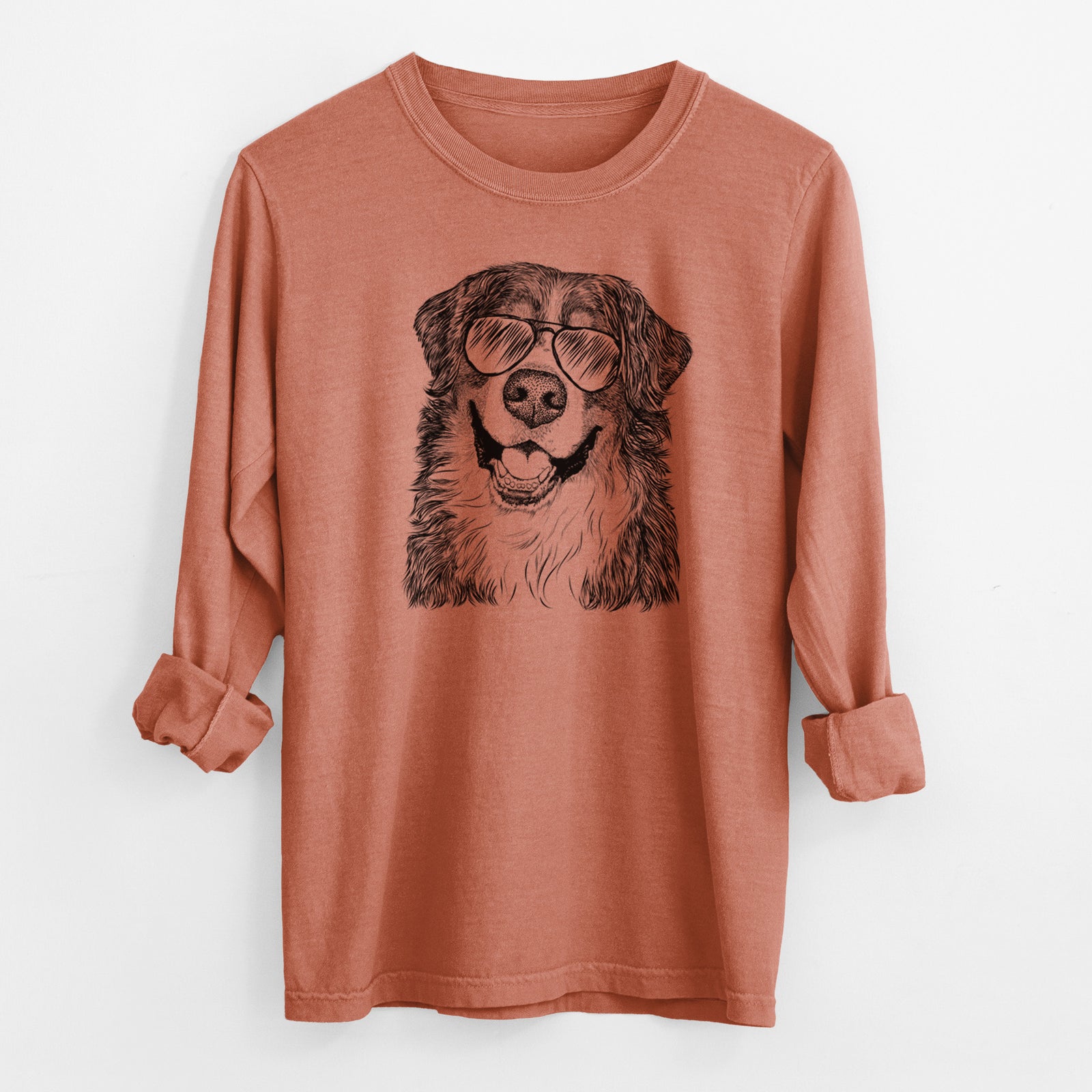 Aviator Eiger the Bernese Mountain Dog - Men's Heavyweight 100% Cotton Long Sleeve