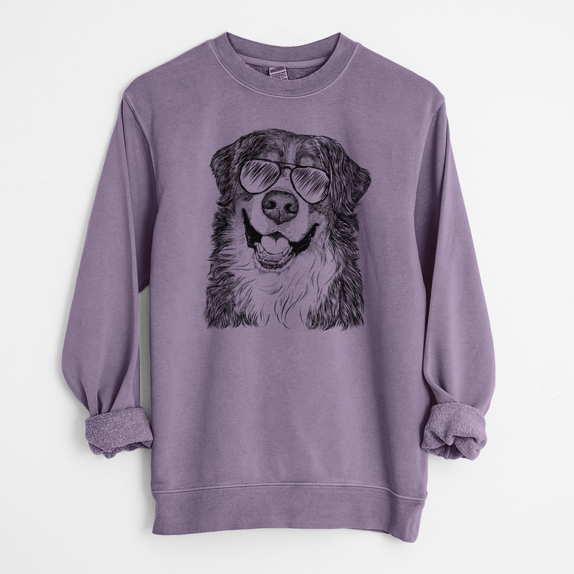 Aviator Eiger the Bernese Mountain Dog - Unisex Pigment Dyed Crew Sweatshirt