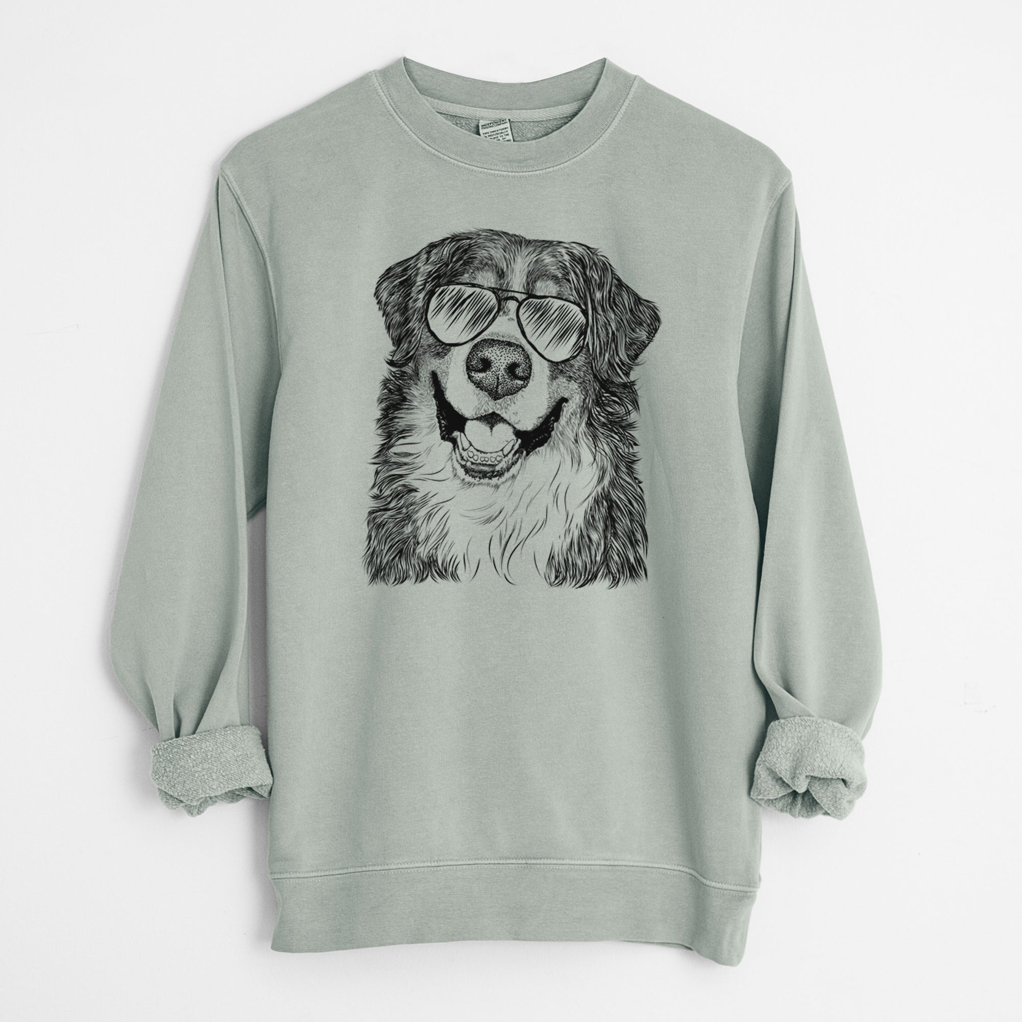 Aviator Eiger the Bernese Mountain Dog - Unisex Pigment Dyed Crew Sweatshirt