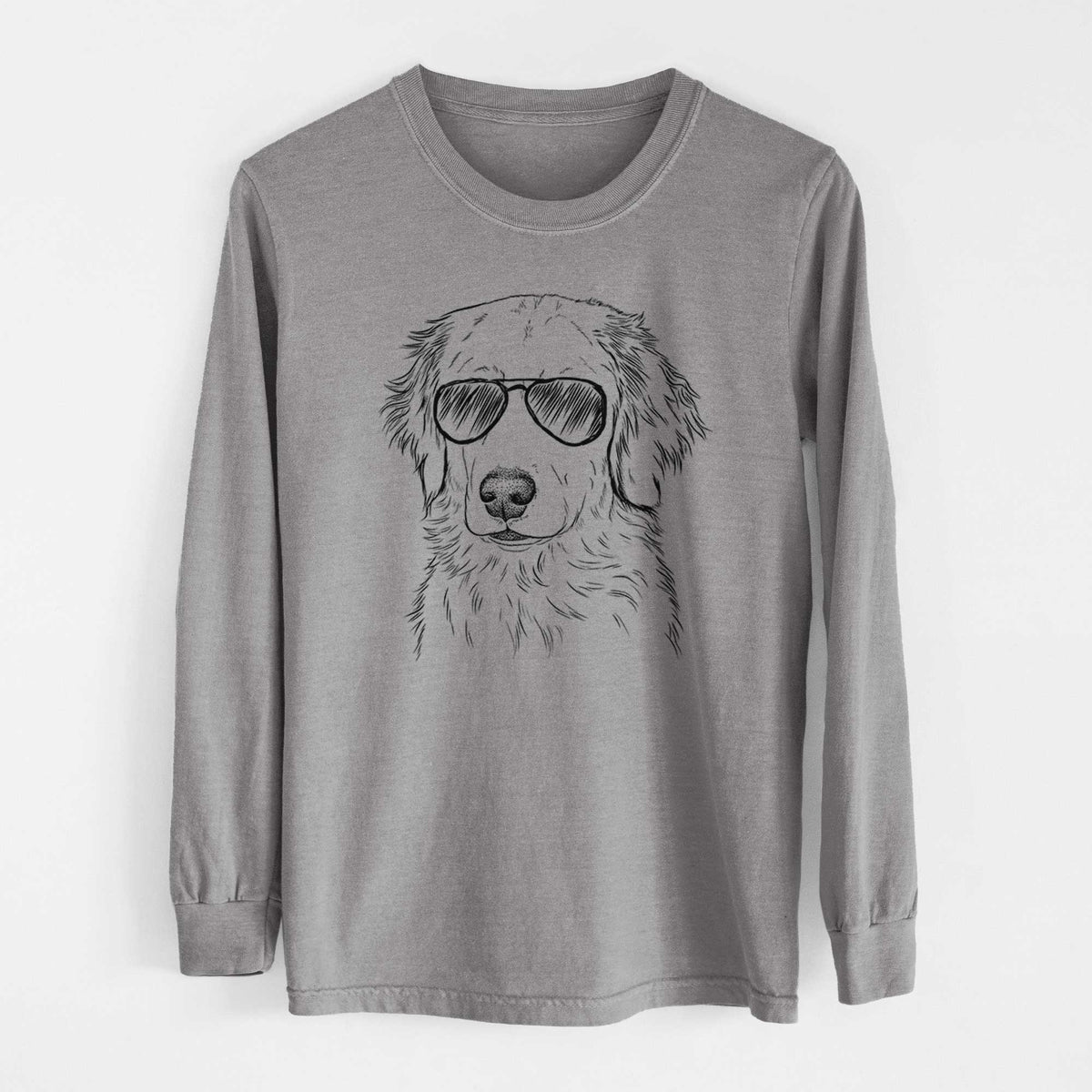 Aviator Eli the Golden Retriever - Men's Heavyweight 100% Cotton Long Sleeve