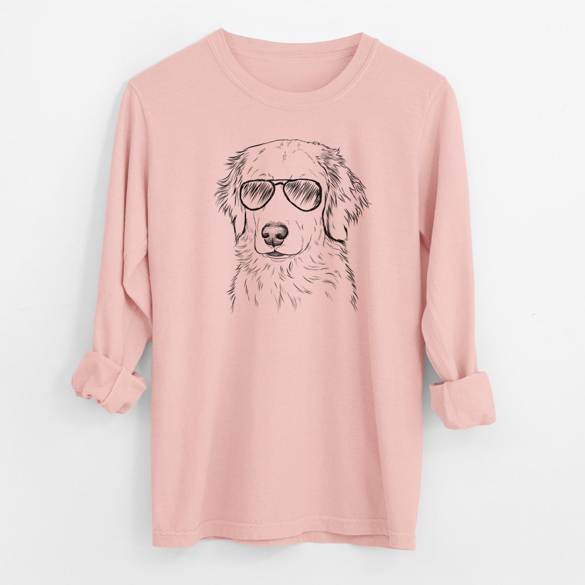 Aviator Eli the Golden Retriever - Men's Heavyweight 100% Cotton Long Sleeve